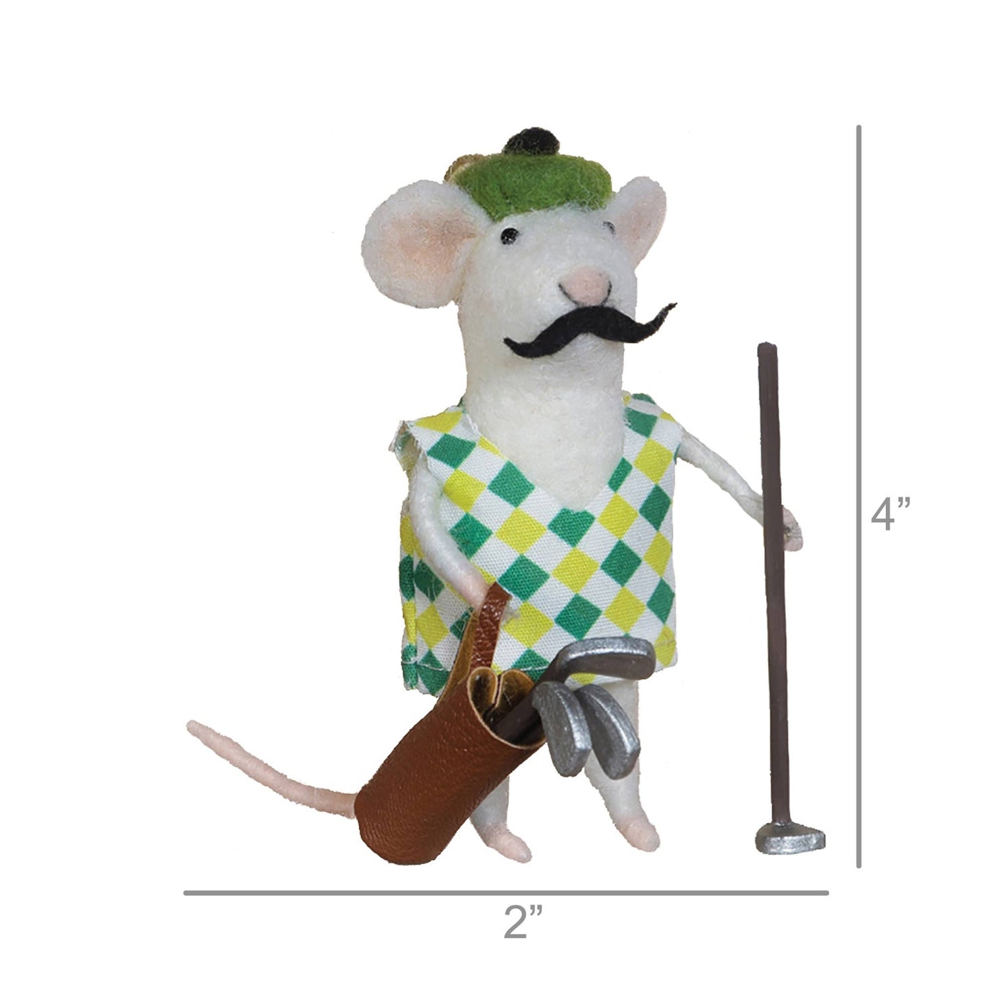 Felt Golfer Mouse Ornament