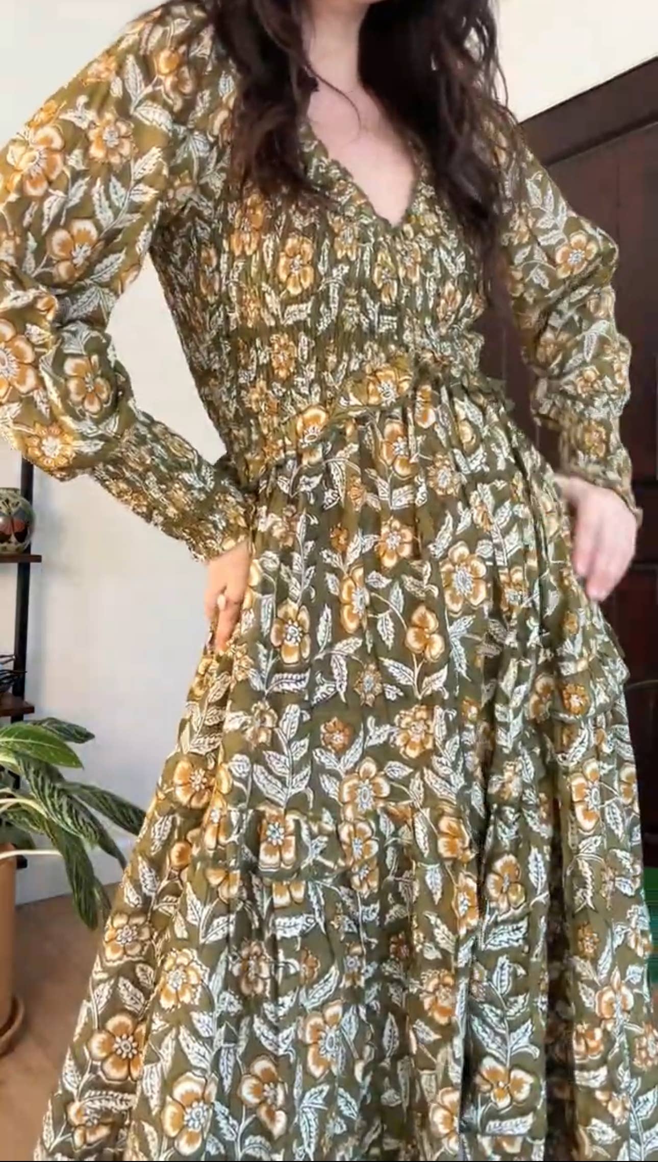 ORGANIC Cotton Block Printed Maxi Dress, Floral EMILIA Dress