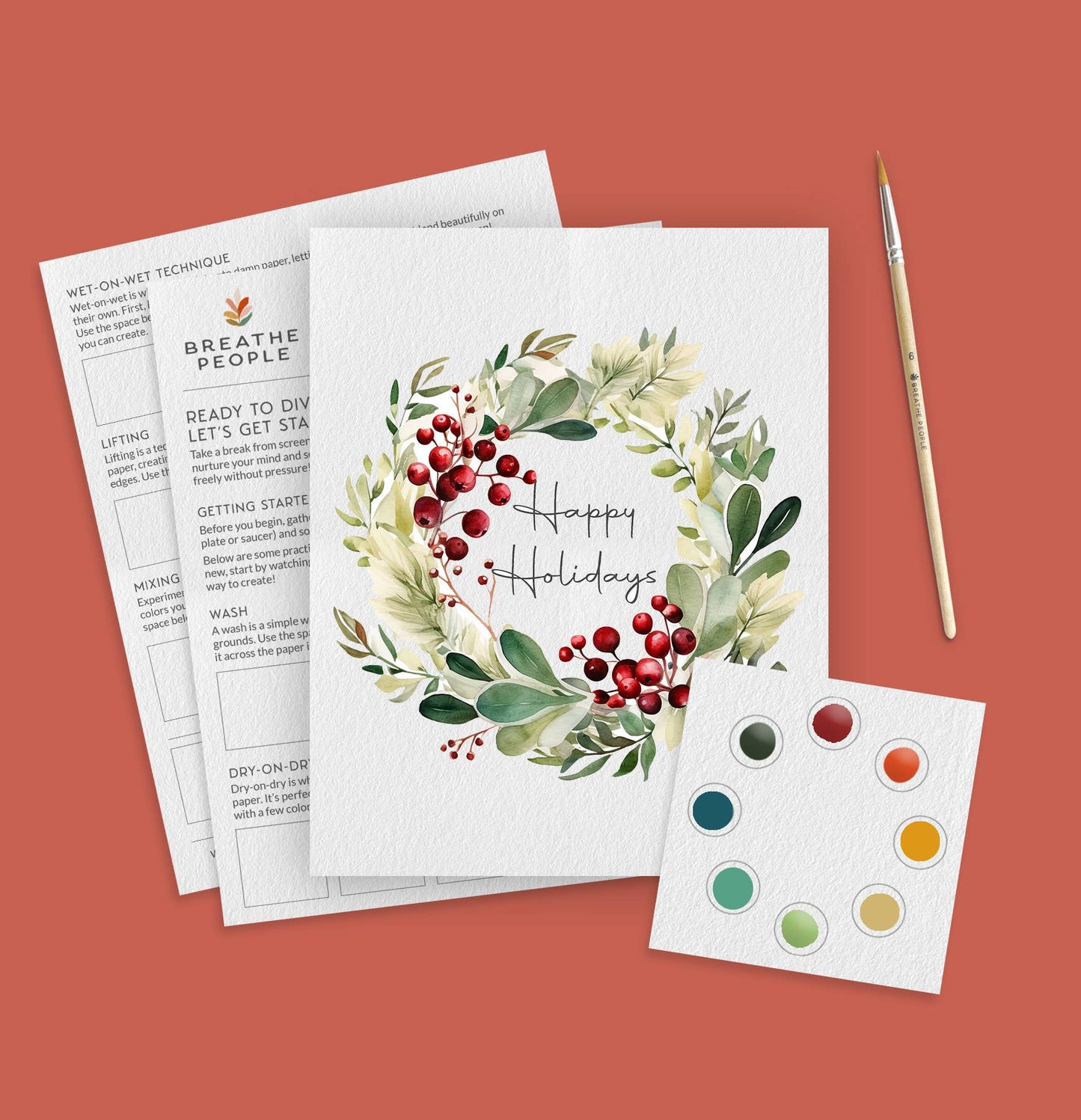 Berry Wreathe Watercolor Kit — Beginner Art Kit for Adults