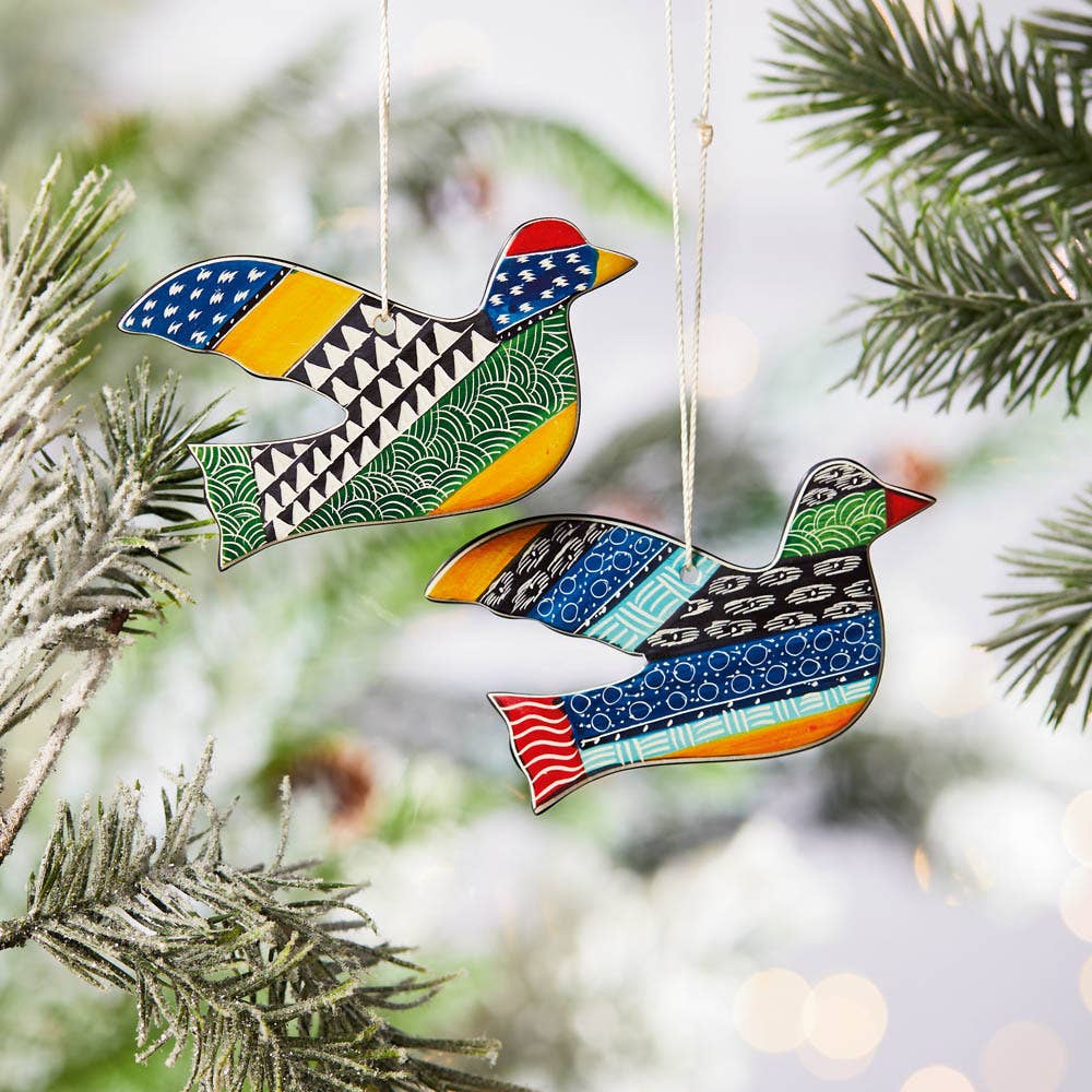 Soapstone Turtle Dove Ornaments - Set of 2