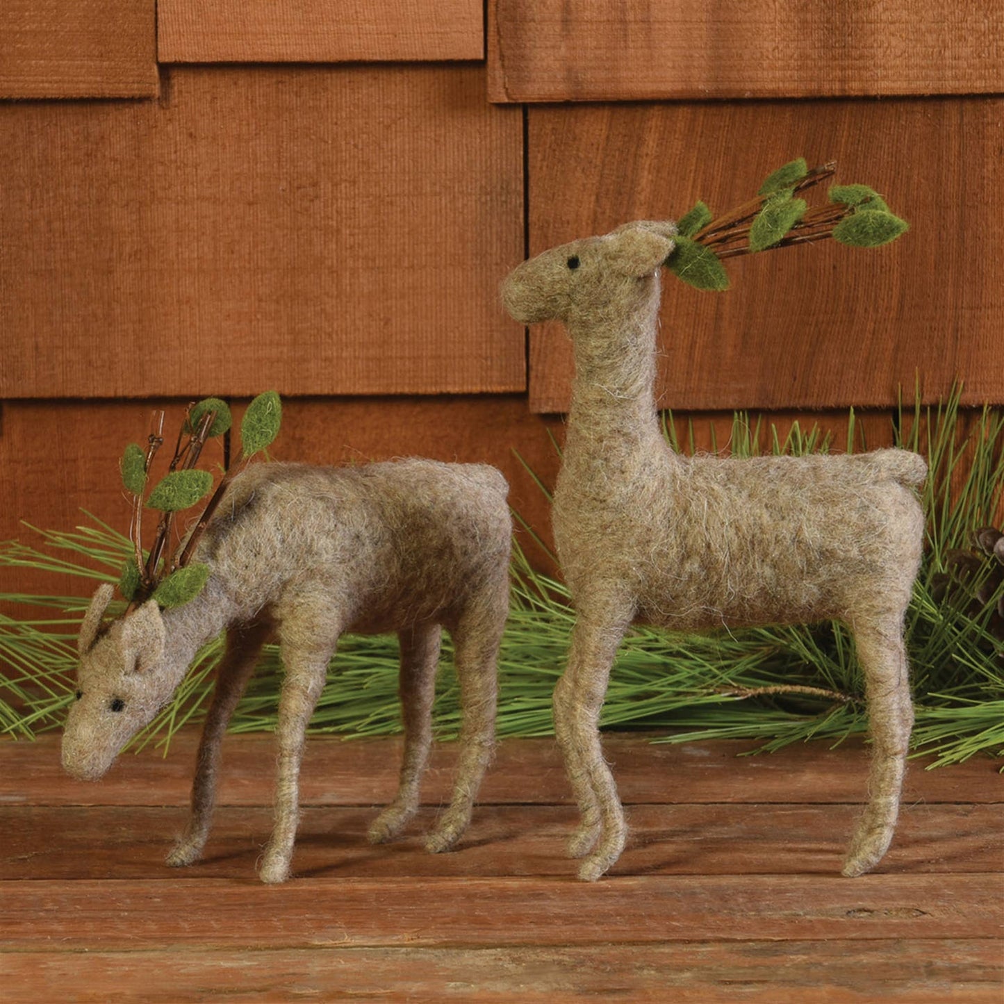 Felt Reindeer, Grazing - Brown