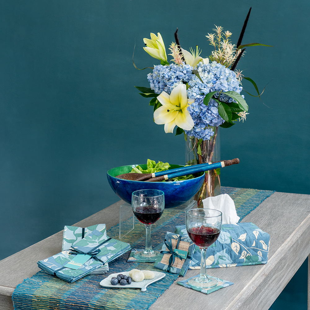 Capiz Shell Bowl | Green & Blue