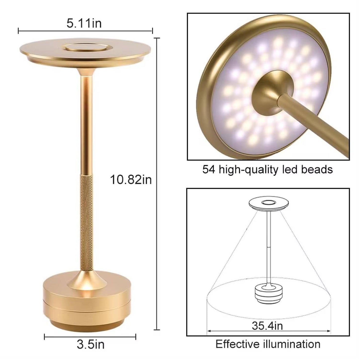 Rechargeable Cordless Touch Sensor LED Modern Table Lamp