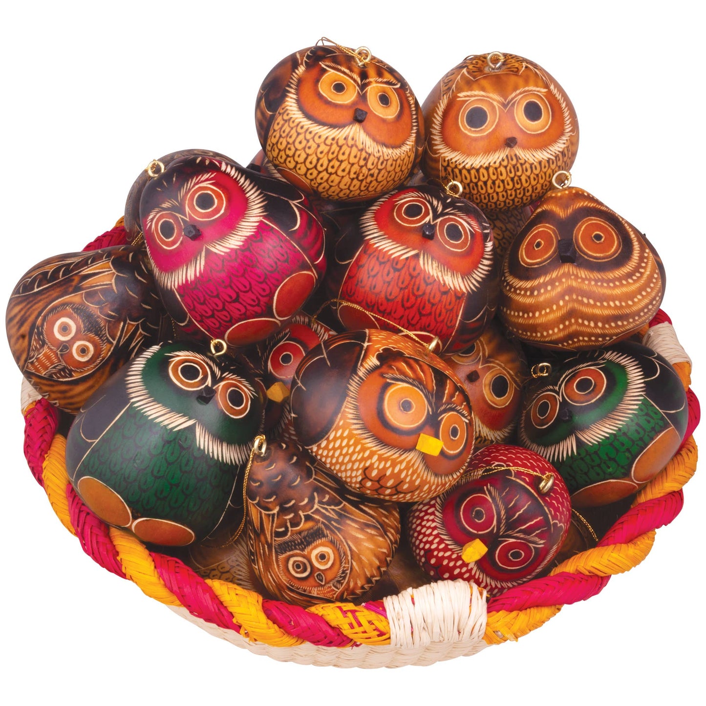 Owls Mix - Gourd Ornament - Artist Made