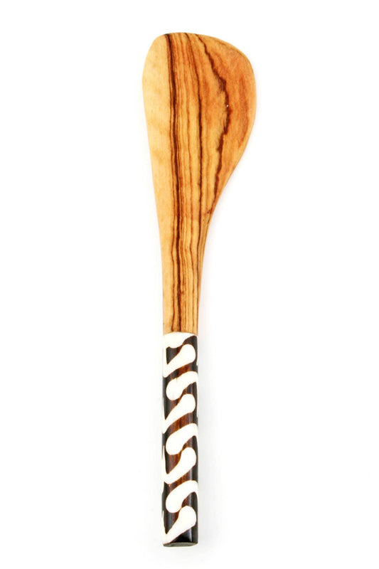 Hand Carved Wild Olive Wood Spreader with Batik Bone Handle