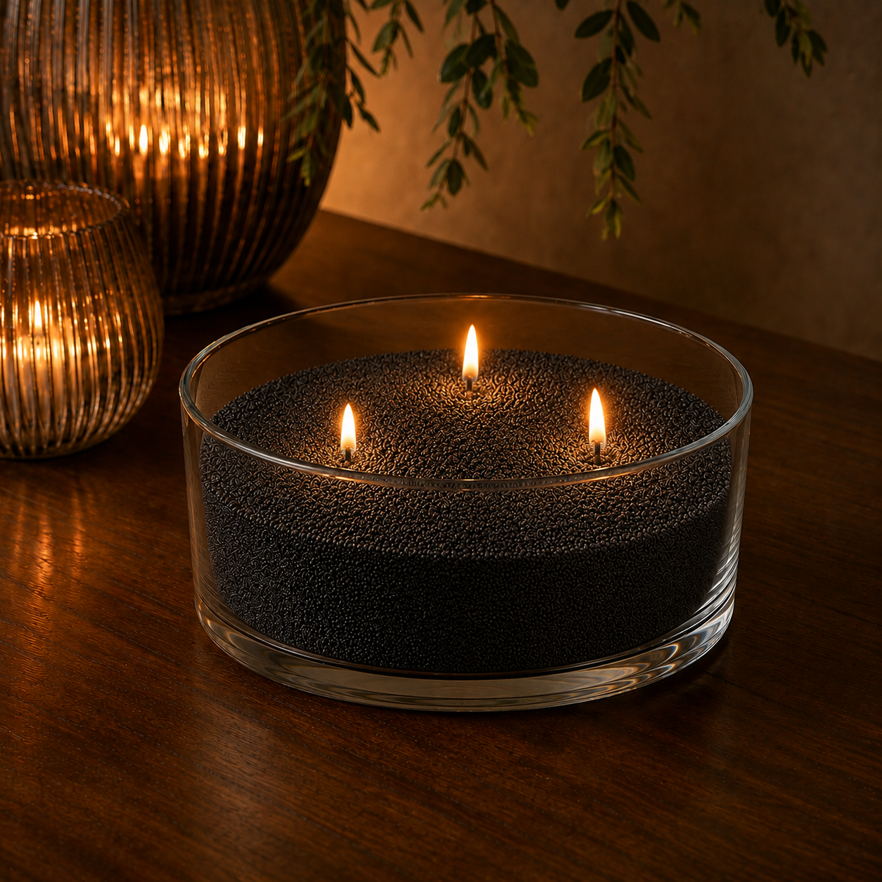 Midnight Black candle sand with wicks