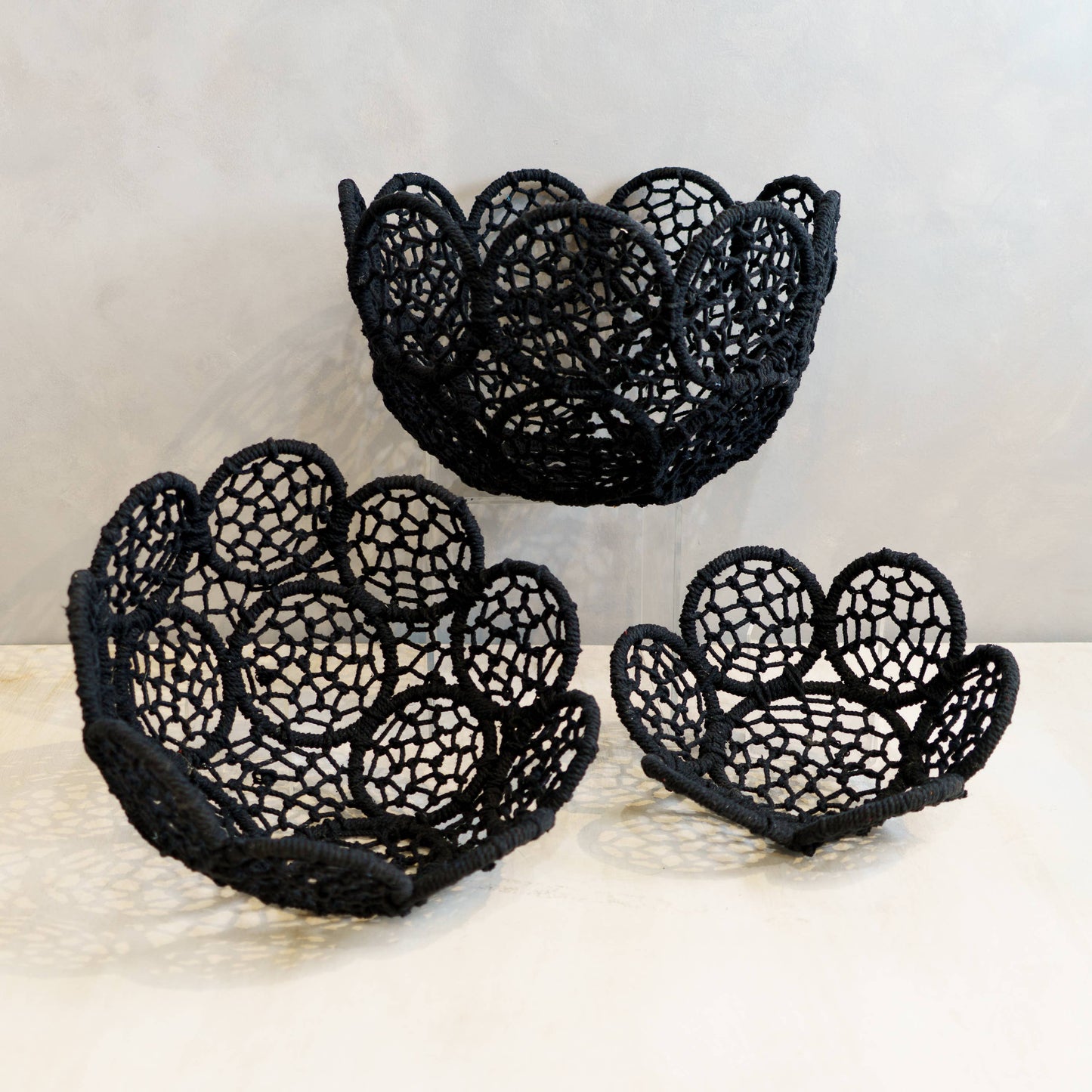 Jute Flower Baskets, Set of 3