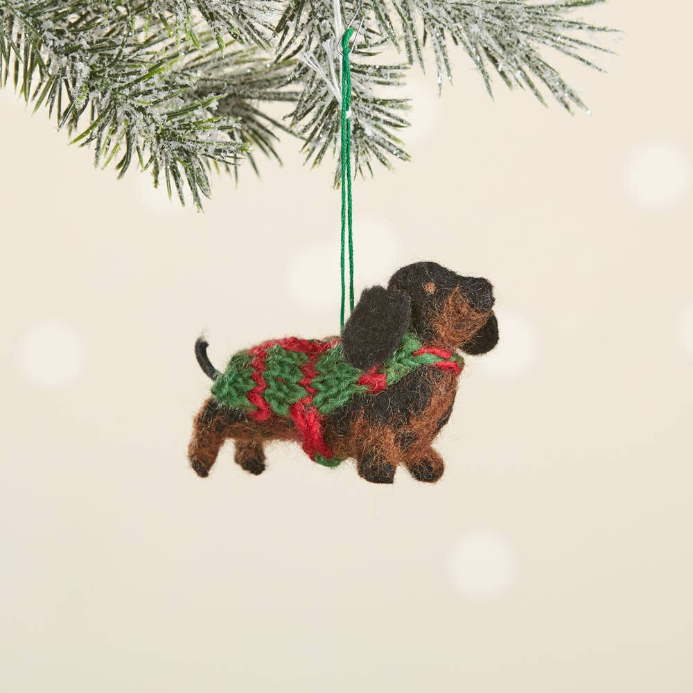 Felted Dachshund Ornament