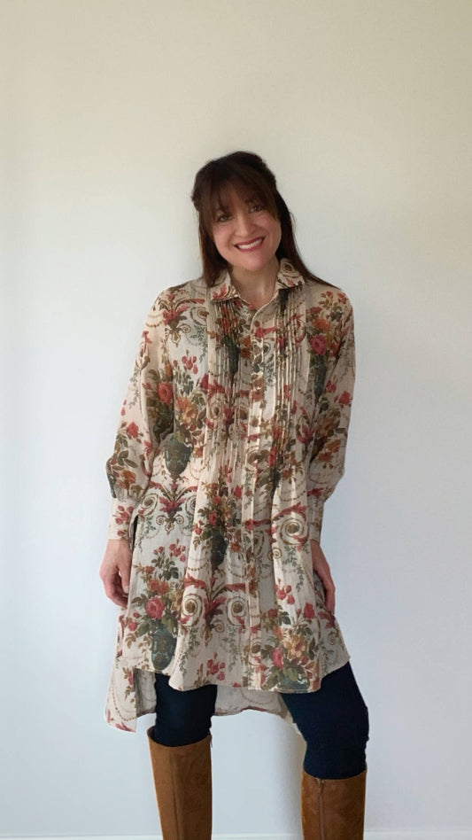 WOMEN'S - Annabelle Shirt Dress - Vase of Flowers