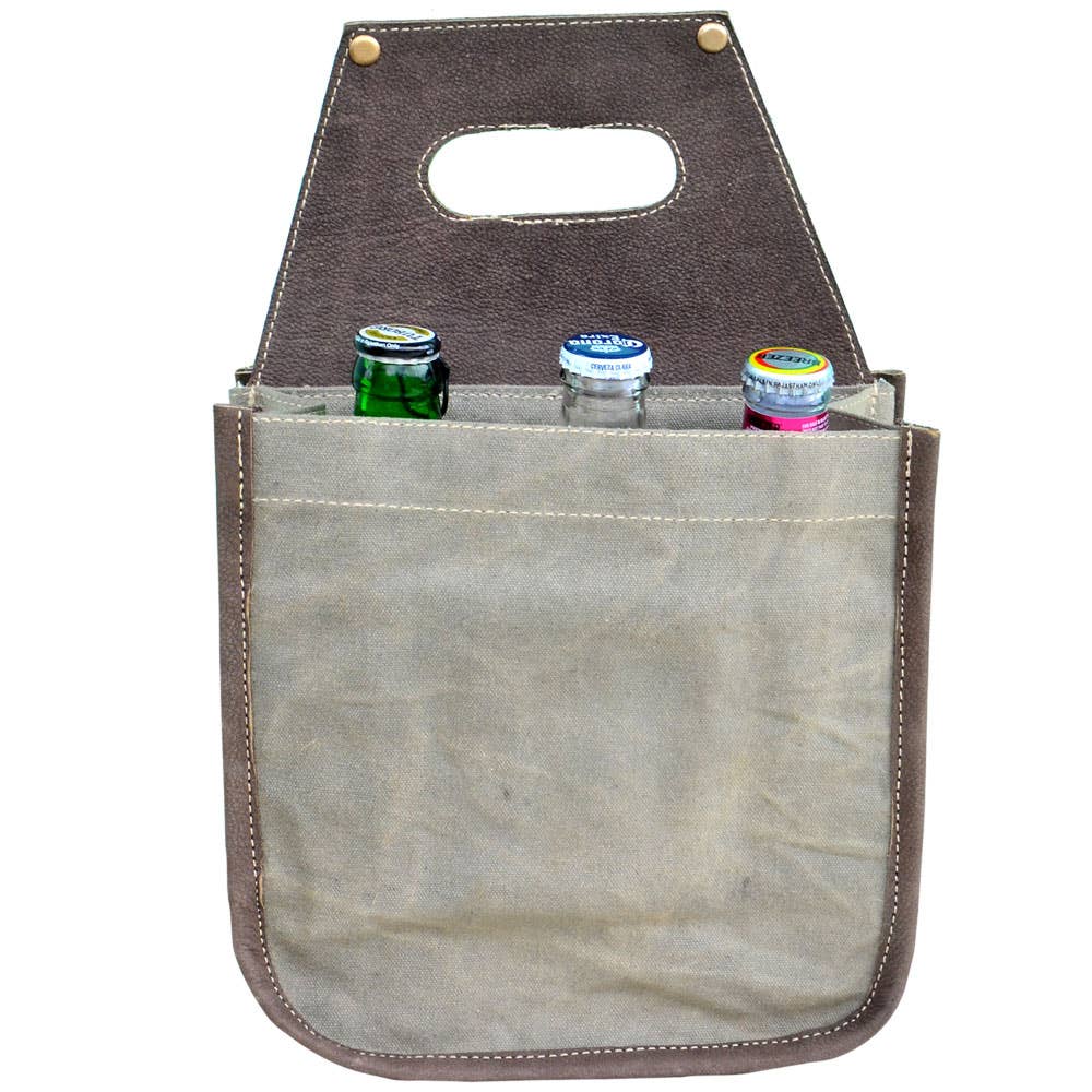 Recycled Fabric Blue & Grey Pattern Beer Carrier