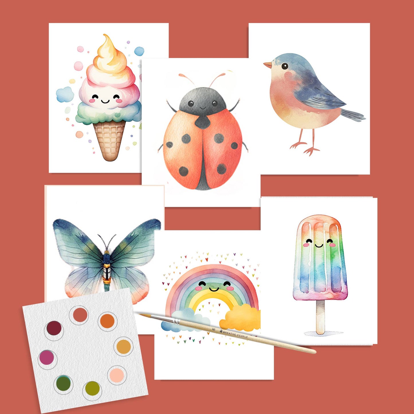 Summer Fun Watercolor Postcard Kit - All in One Set
