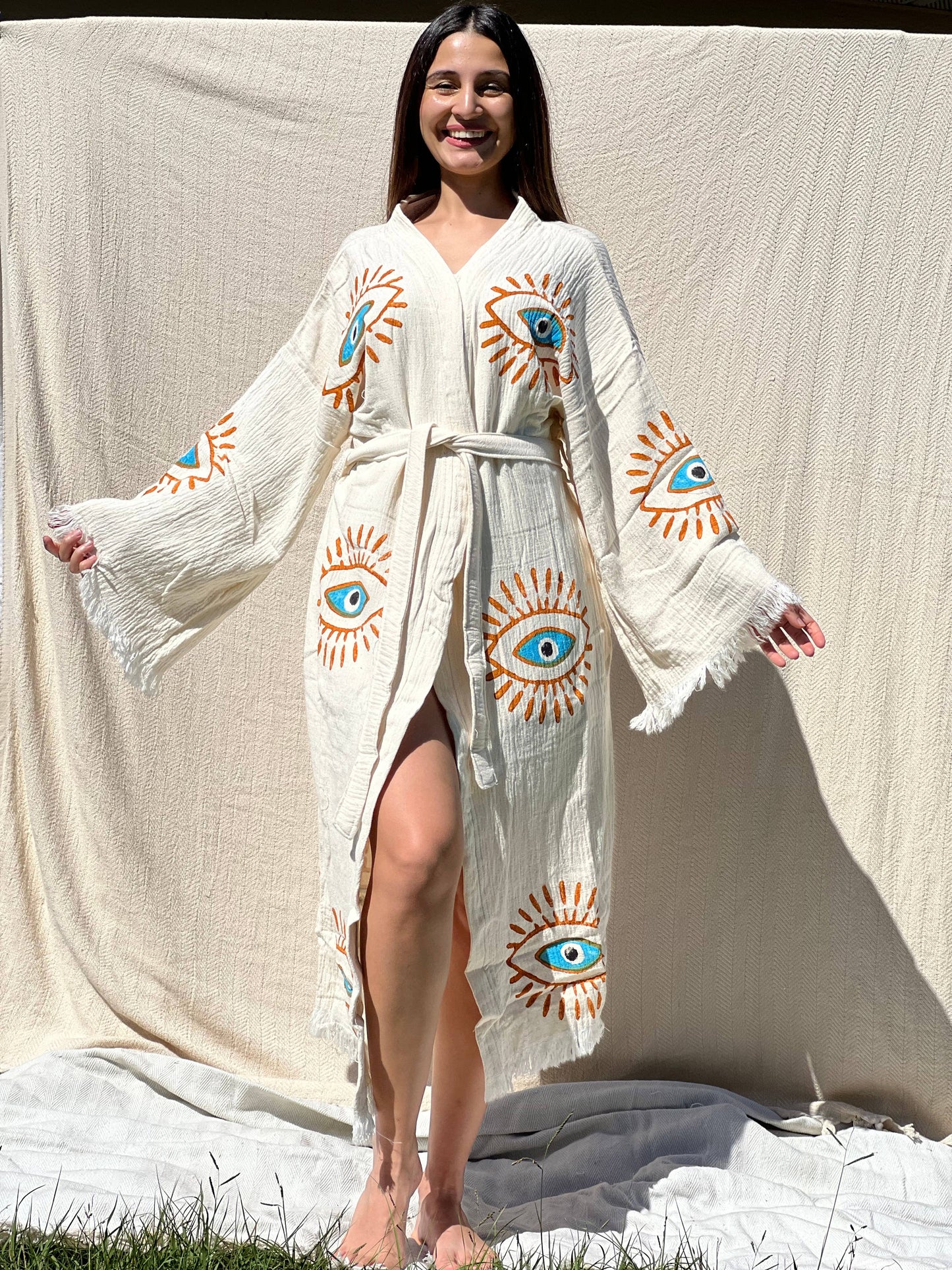 Mystic Eye  Kimono Robe, Lounge Wear, Beach Wear
