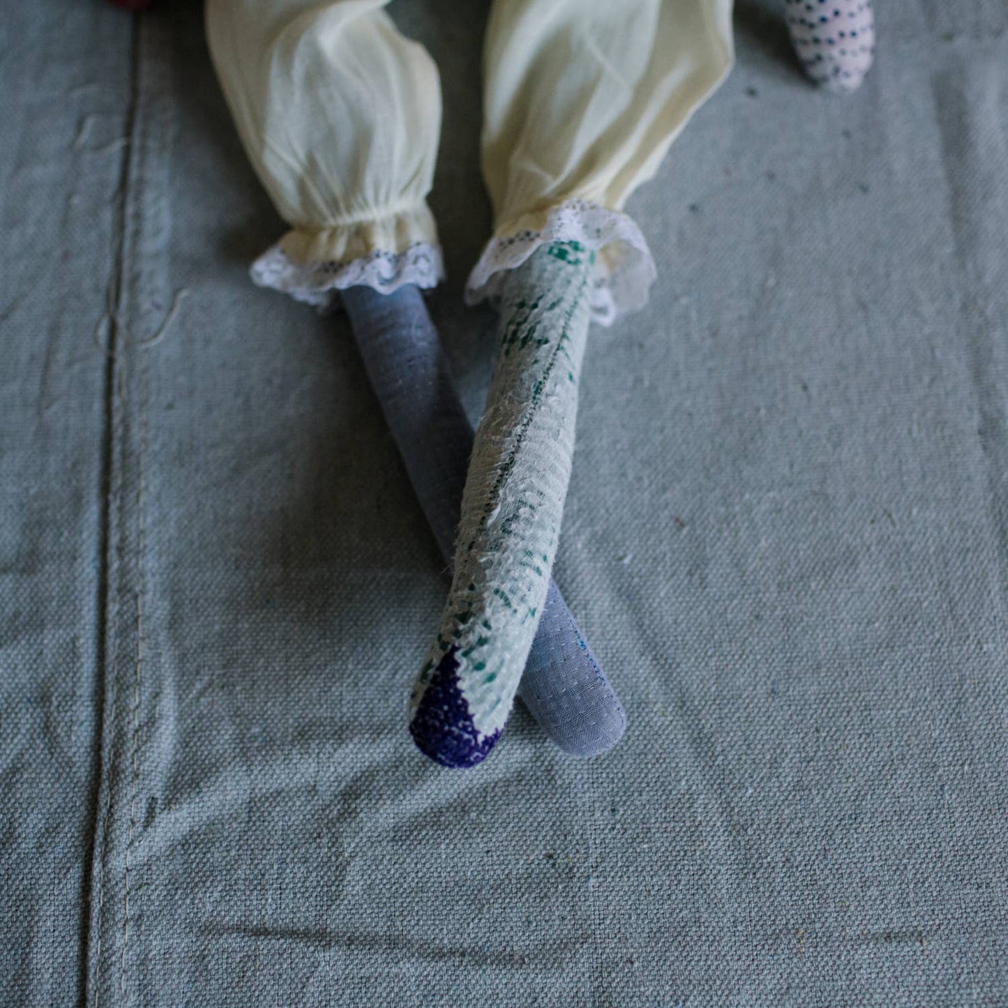 Kantha Ruffle Bun Rag Doll - Cotton-filled Art Doll
