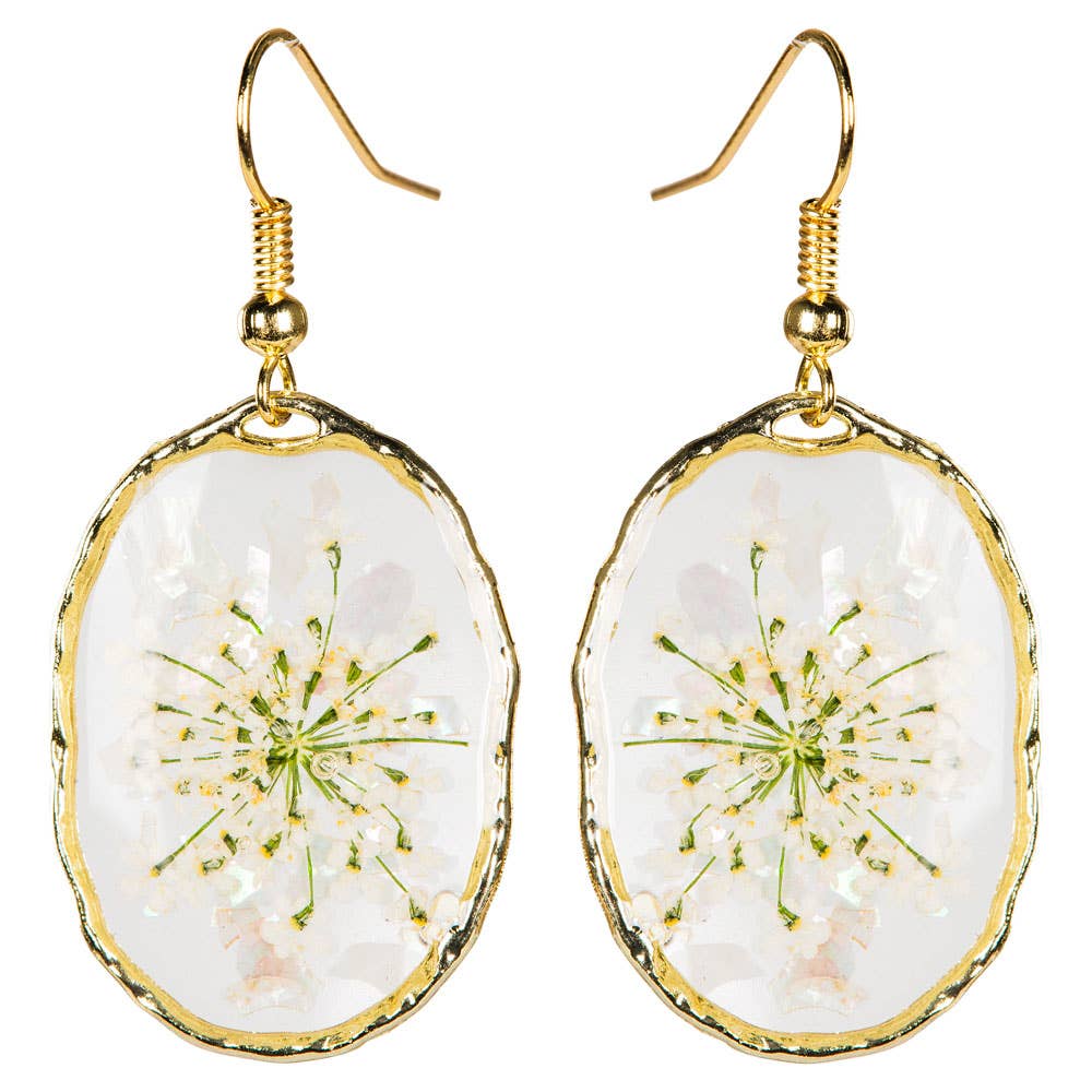 DRIED FLOWER OVAL EARRINGS