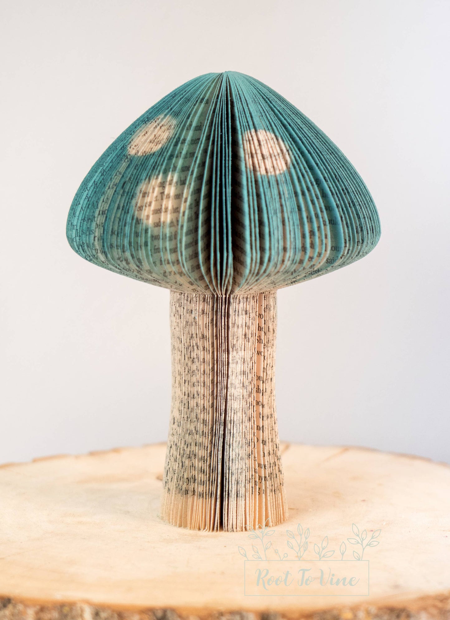 Book Page Mushrooms-Teal-Easter Decor-Gift-Eco-Friendly Gift