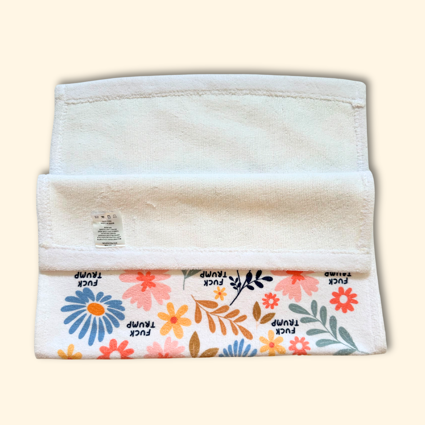 Fuck Trump Retro Flower Hand Towel