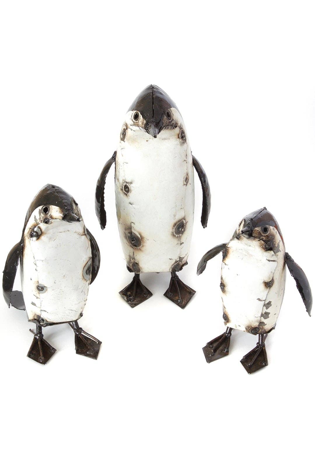 Recycled Metal Penguin Sculptures