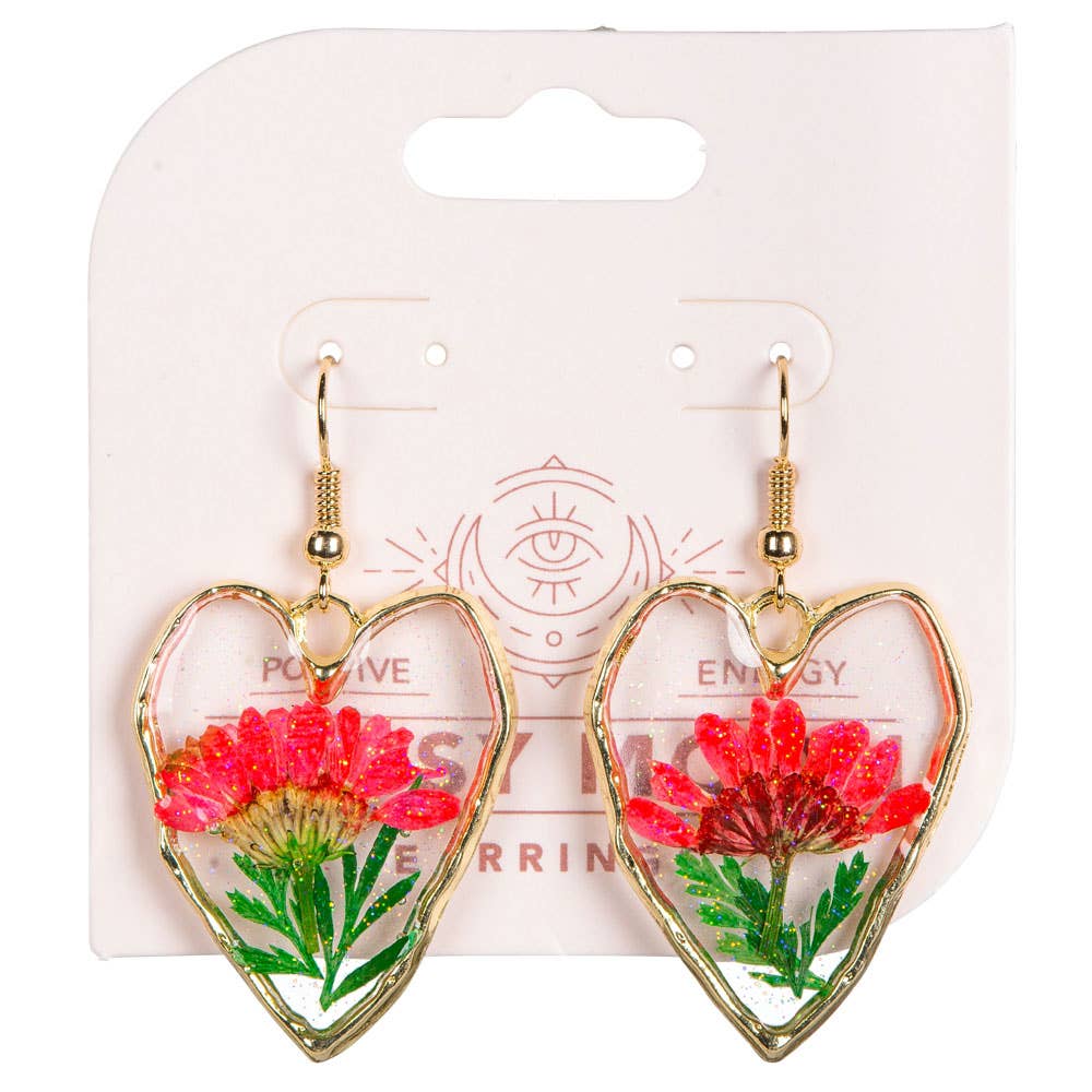 DRIED FLOWER HEART EARRINGS