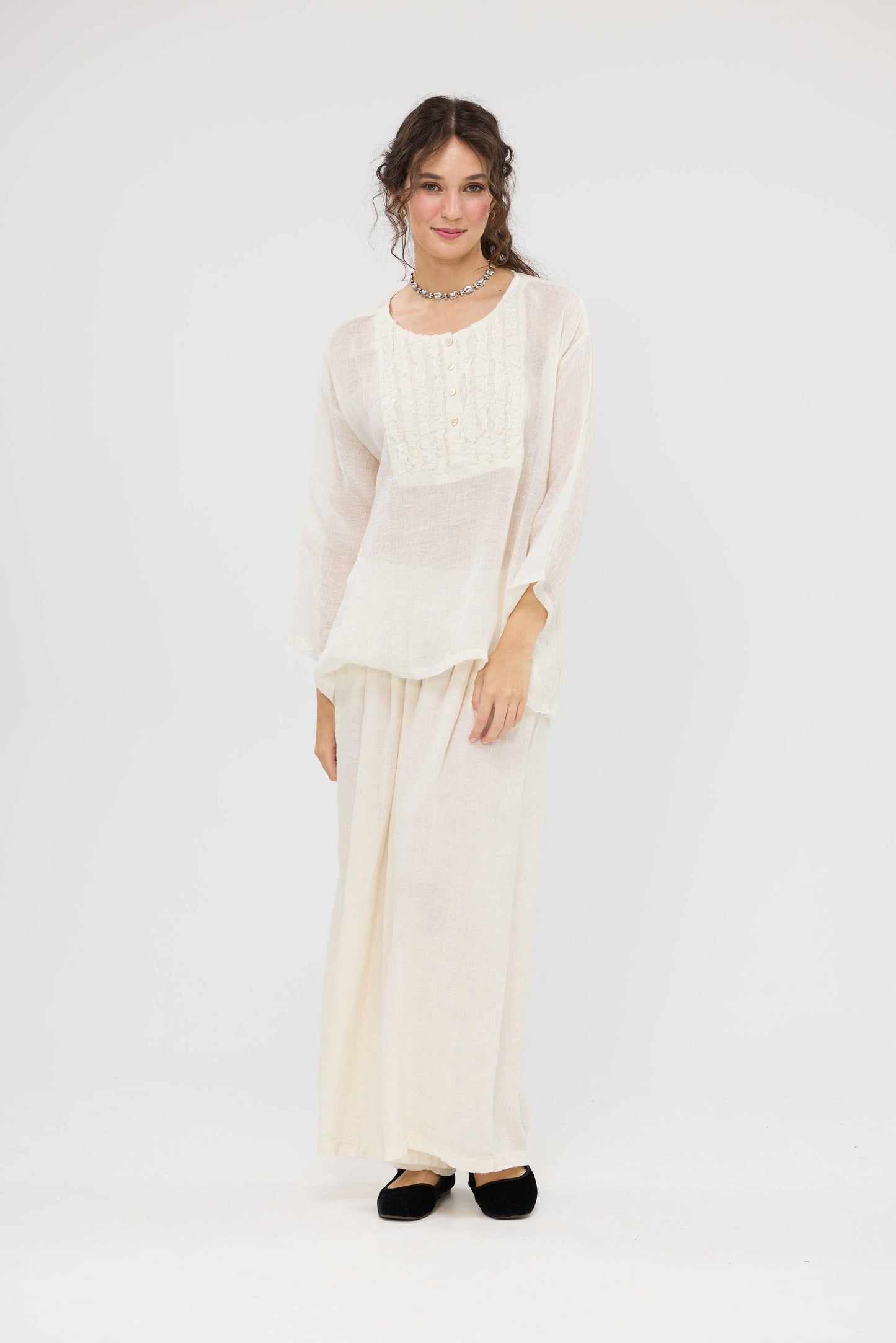 Florian Linen Gauze top.  Coconut