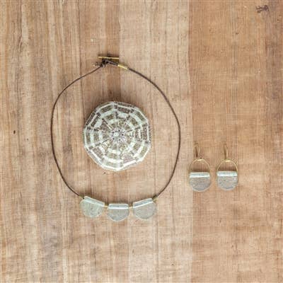 Playa Brass Necklace, Glass Drop