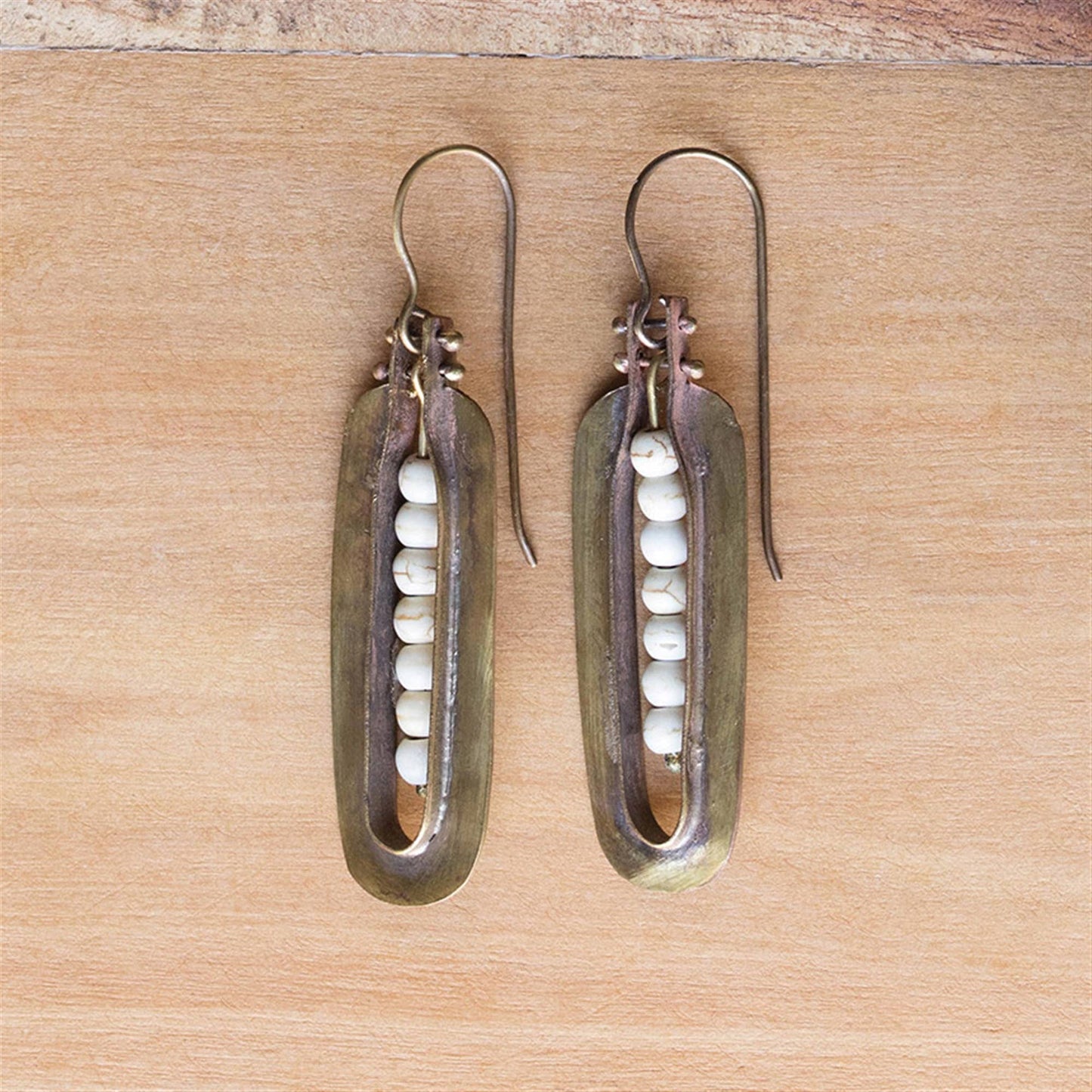 Kona Brass Earrings - Howlite Stones