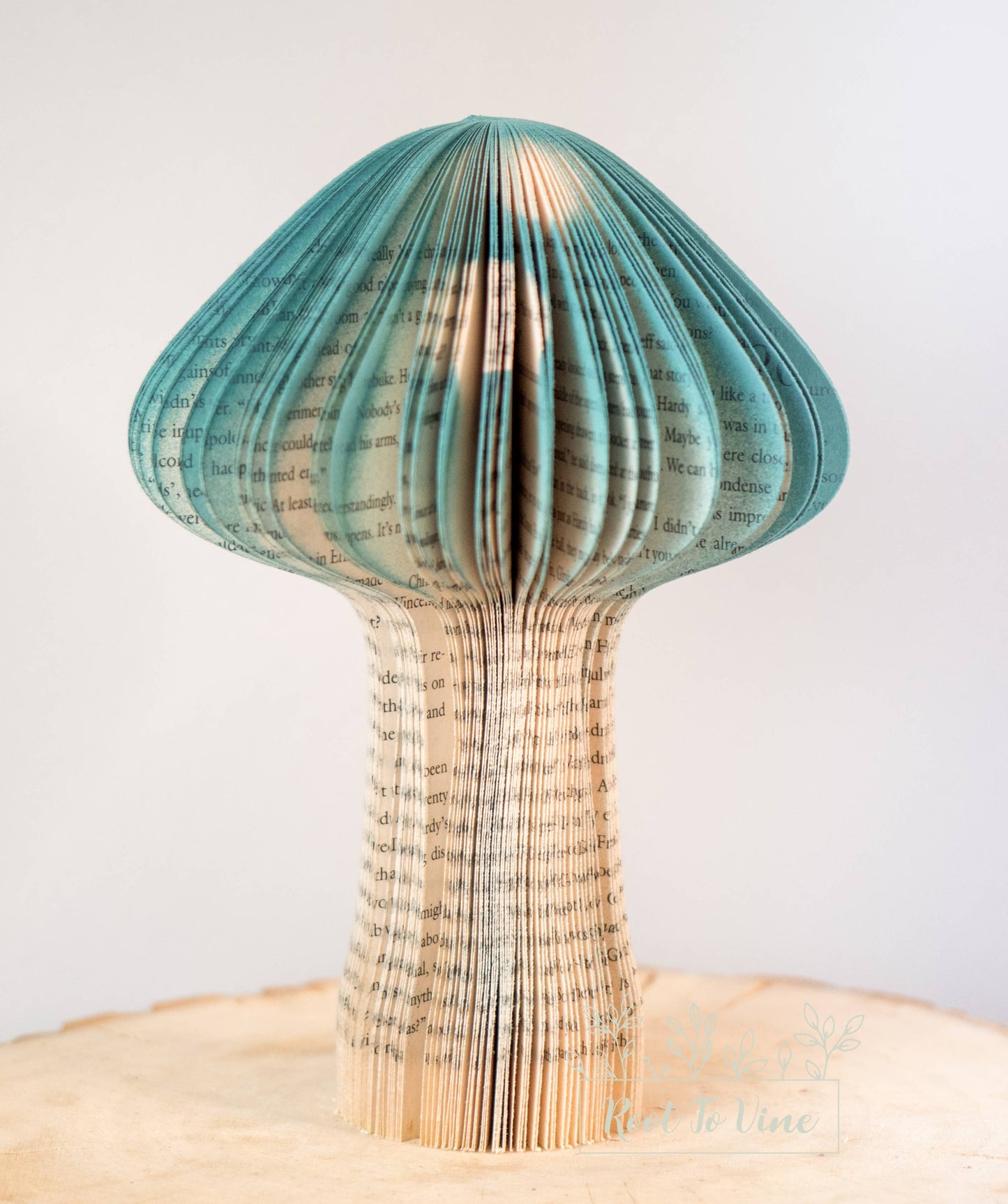 Book Page Mushrooms-Teal-Easter Decor-Gift-Eco-Friendly Gift