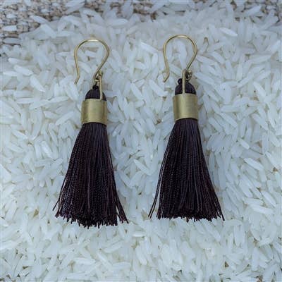 Tassel Earring - Cuff - Eggplant