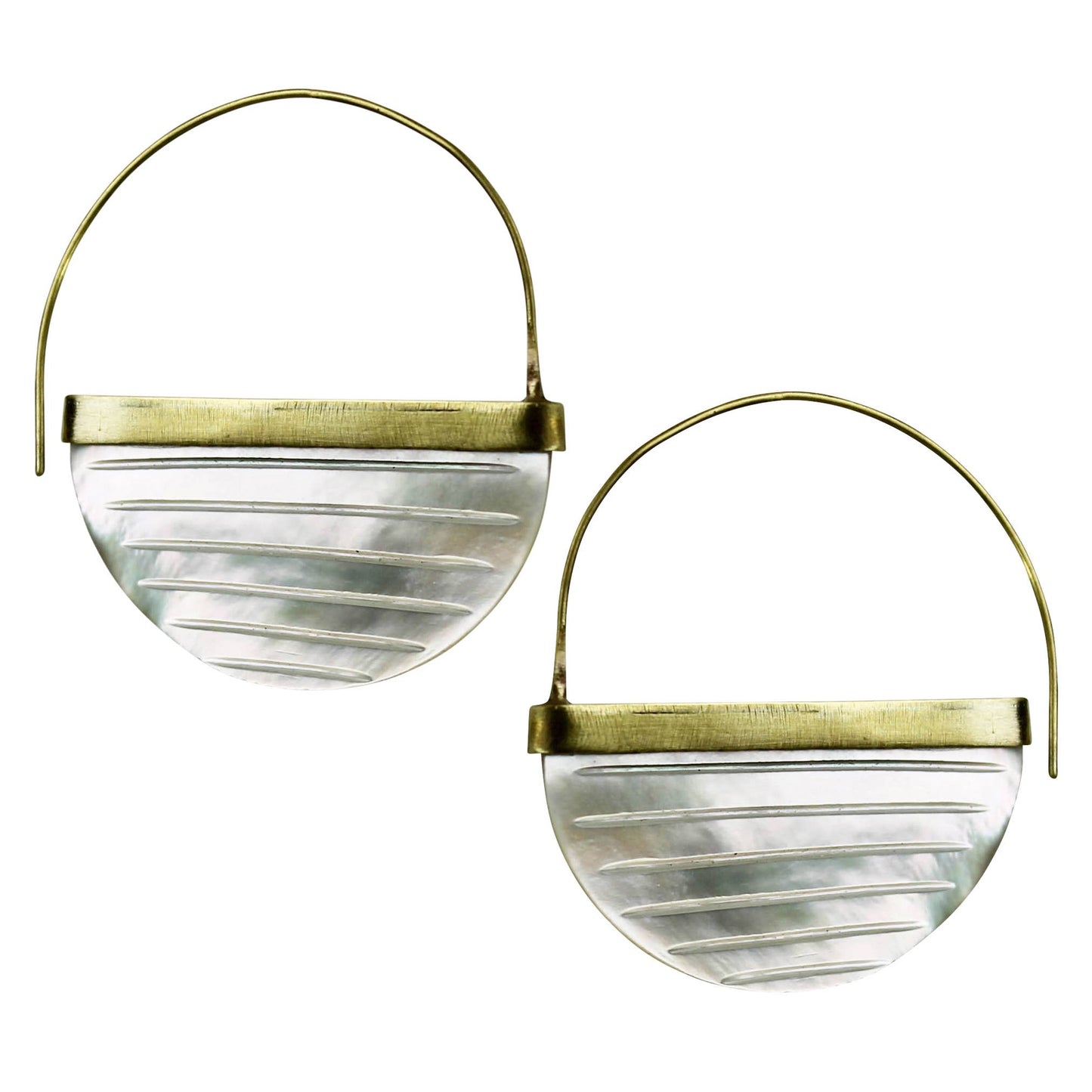 Zahara Earrings, Lines, Mother of Pearl