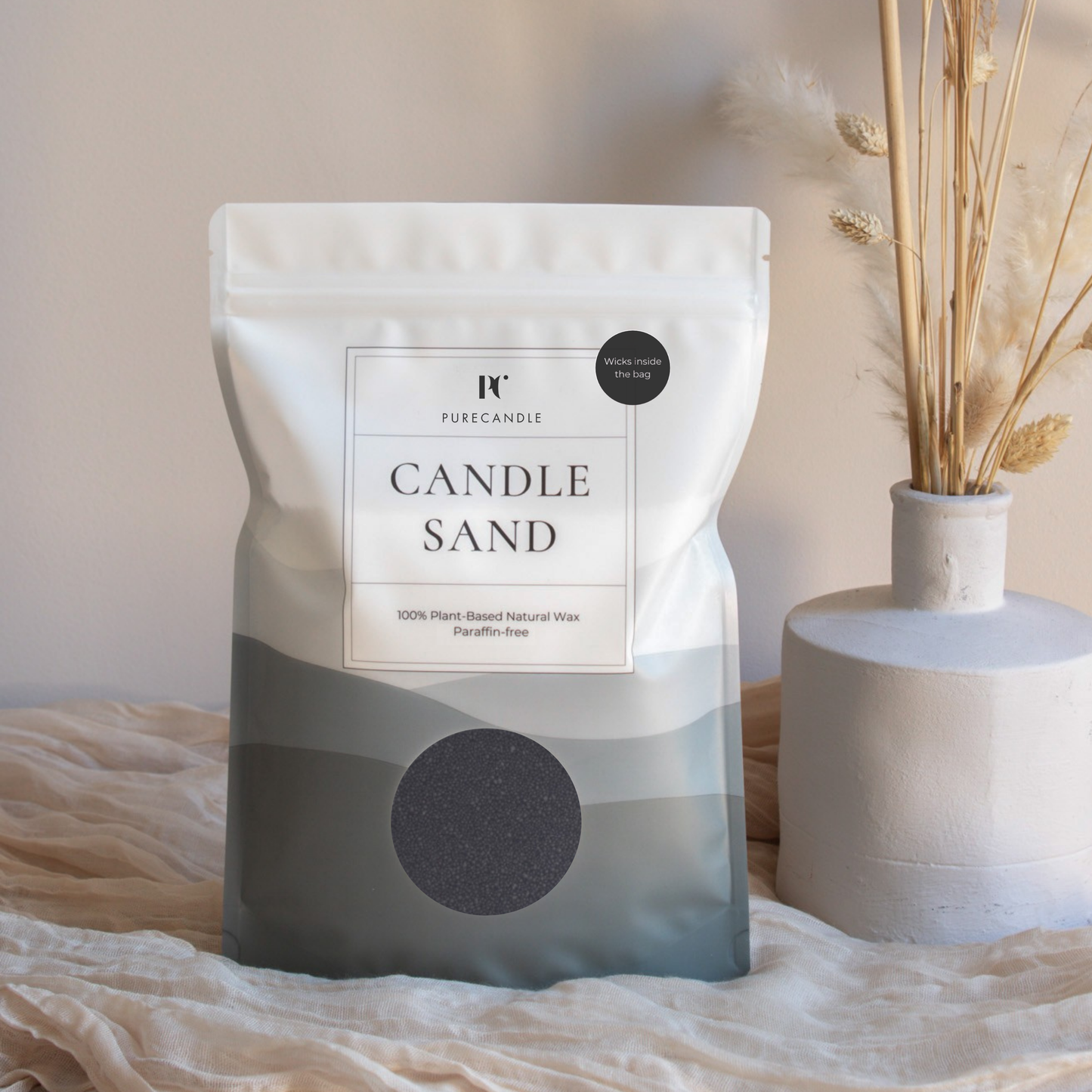 Midnight Black candle sand with wicks