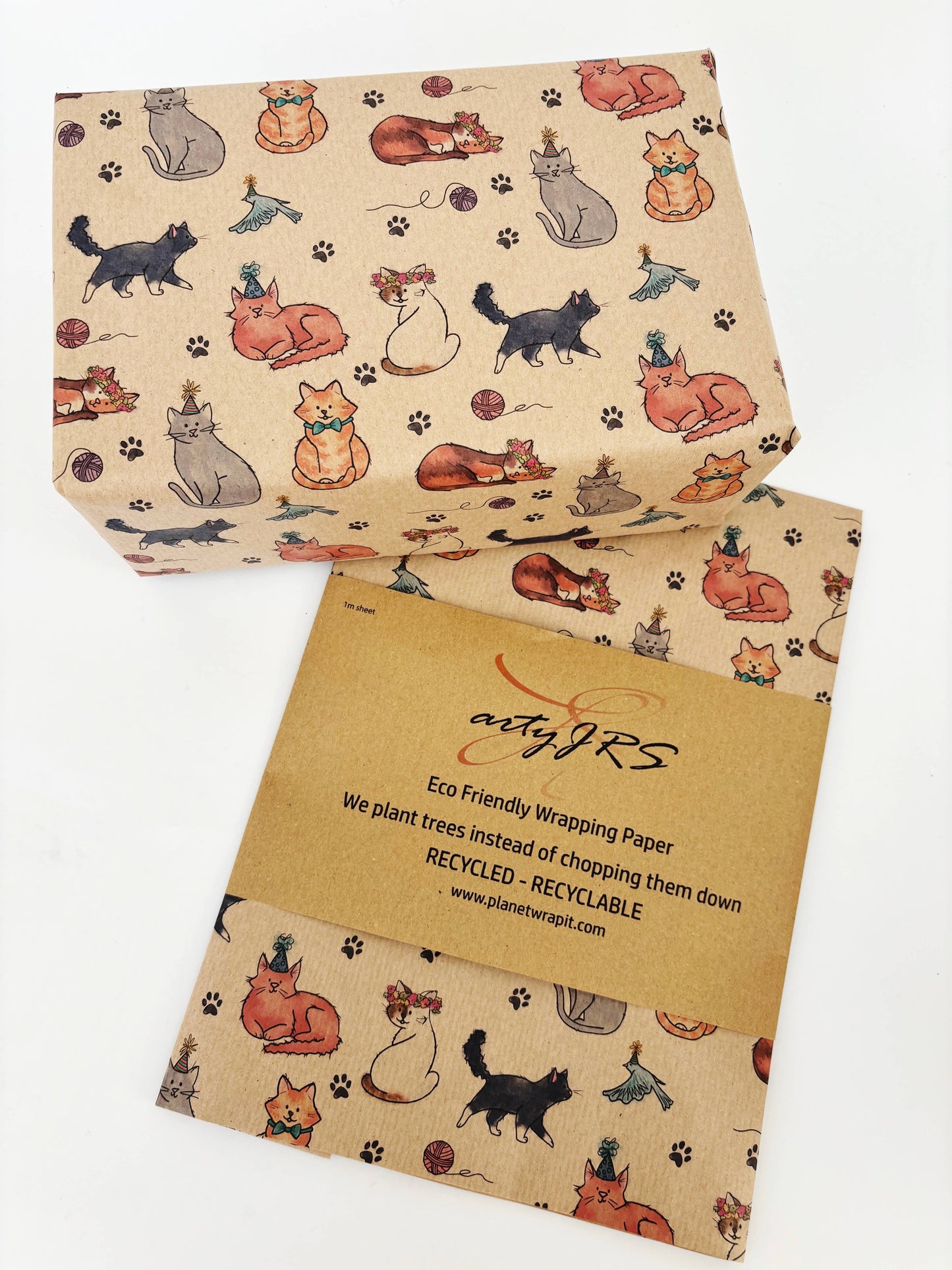 Party Cats Recycled Kraft Wrapping Paper Gift Wrap
