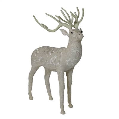 Scandinavian Stag Standing -  Lrg - Embroidered White