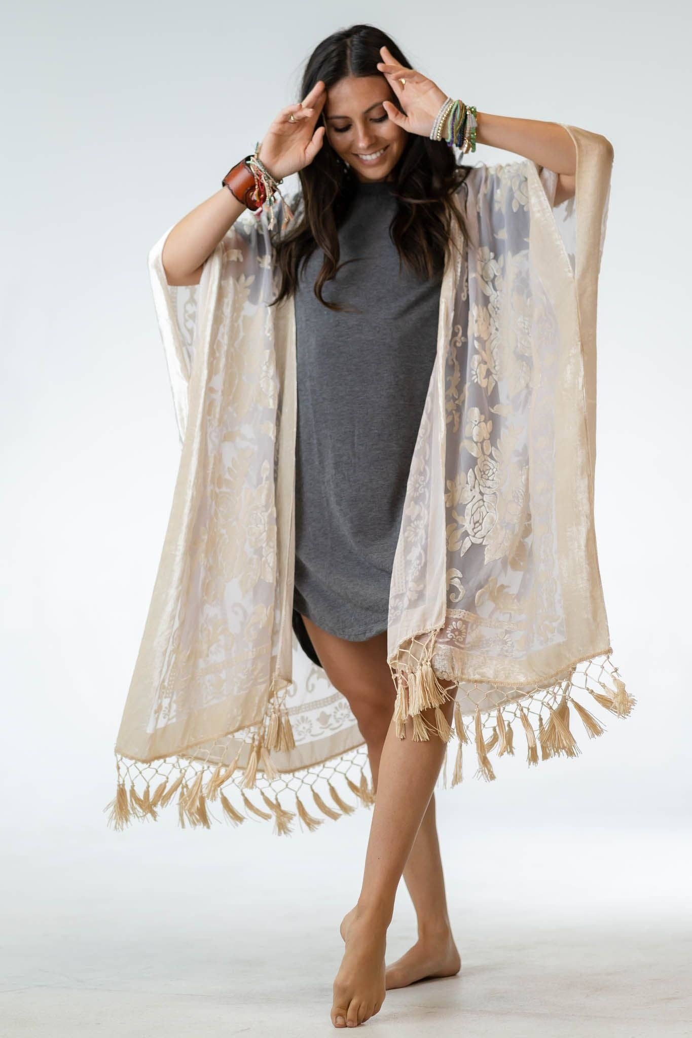 Winter Favorite: Crushin' On You Velvet Kimono - Nude