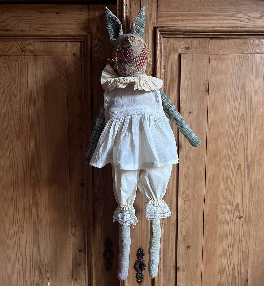 Kantha Ruffle Bun Rag Doll - Cotton-filled Art Doll