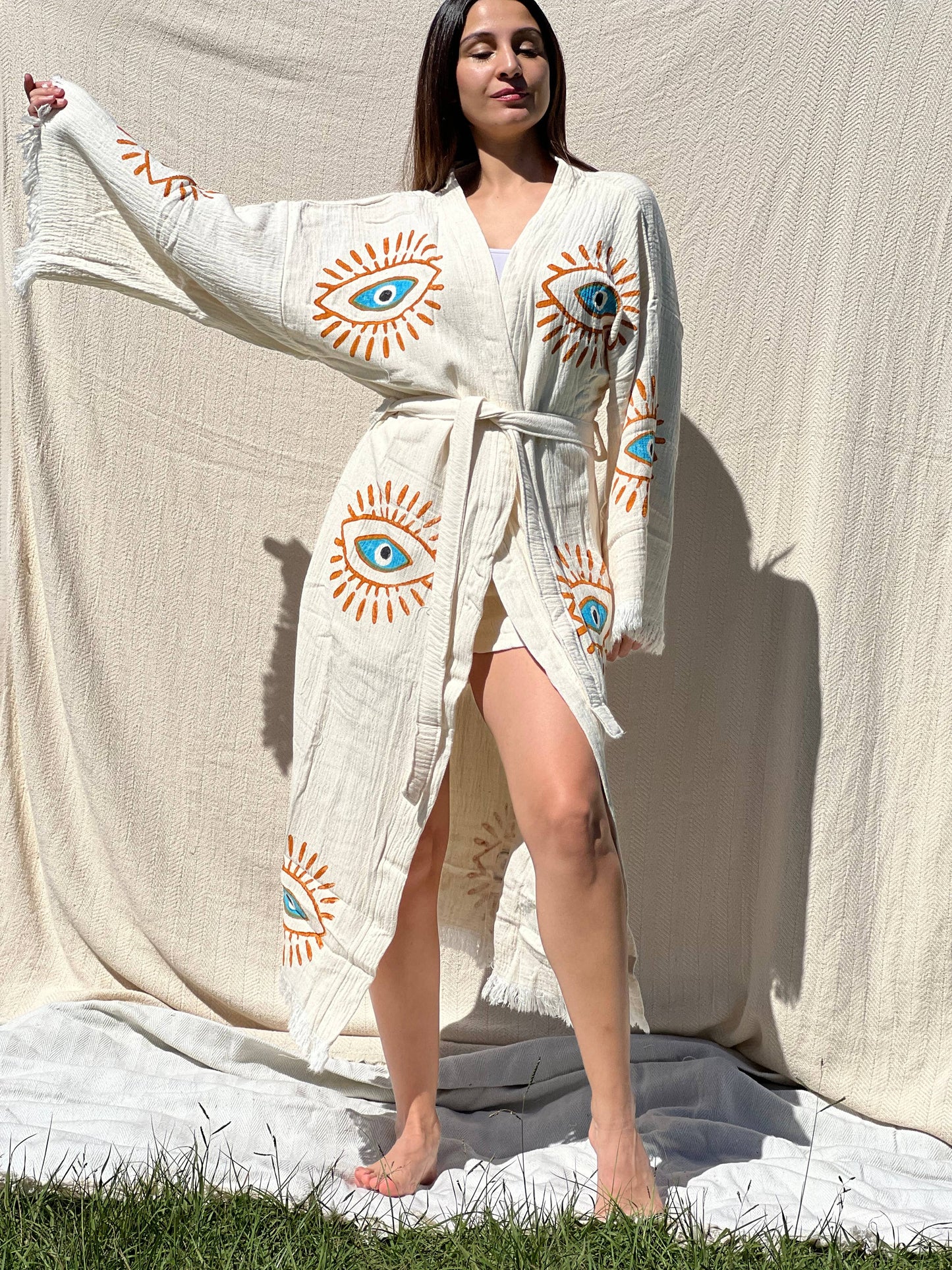 Mystic Eye  Kimono Robe, Lounge Wear, Beach Wear