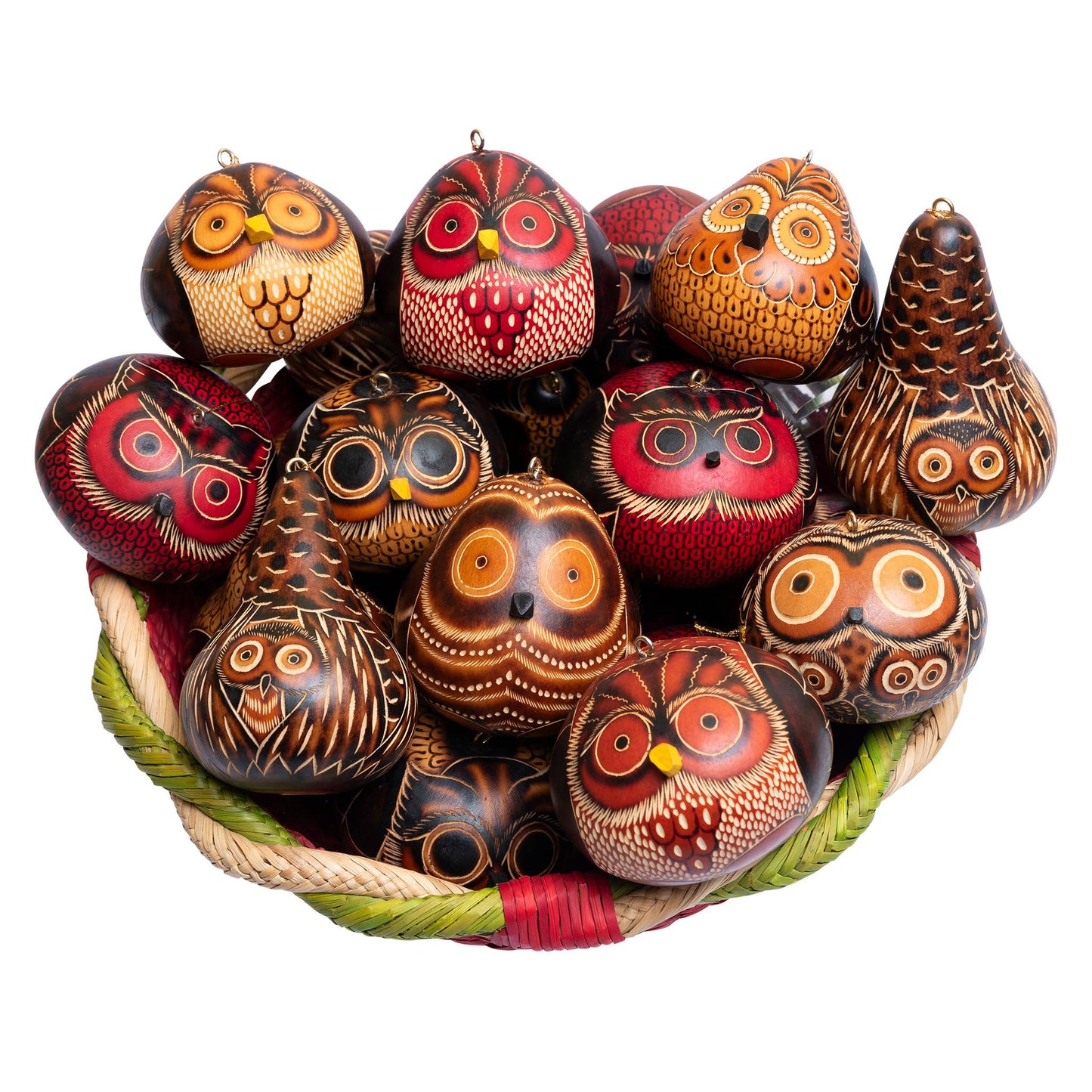 Owls Mix - Gourd Ornament - Artist Made