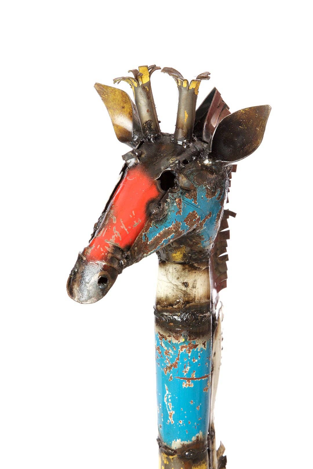 Colorful Recycled Oil Drum Giraffe Sculptures