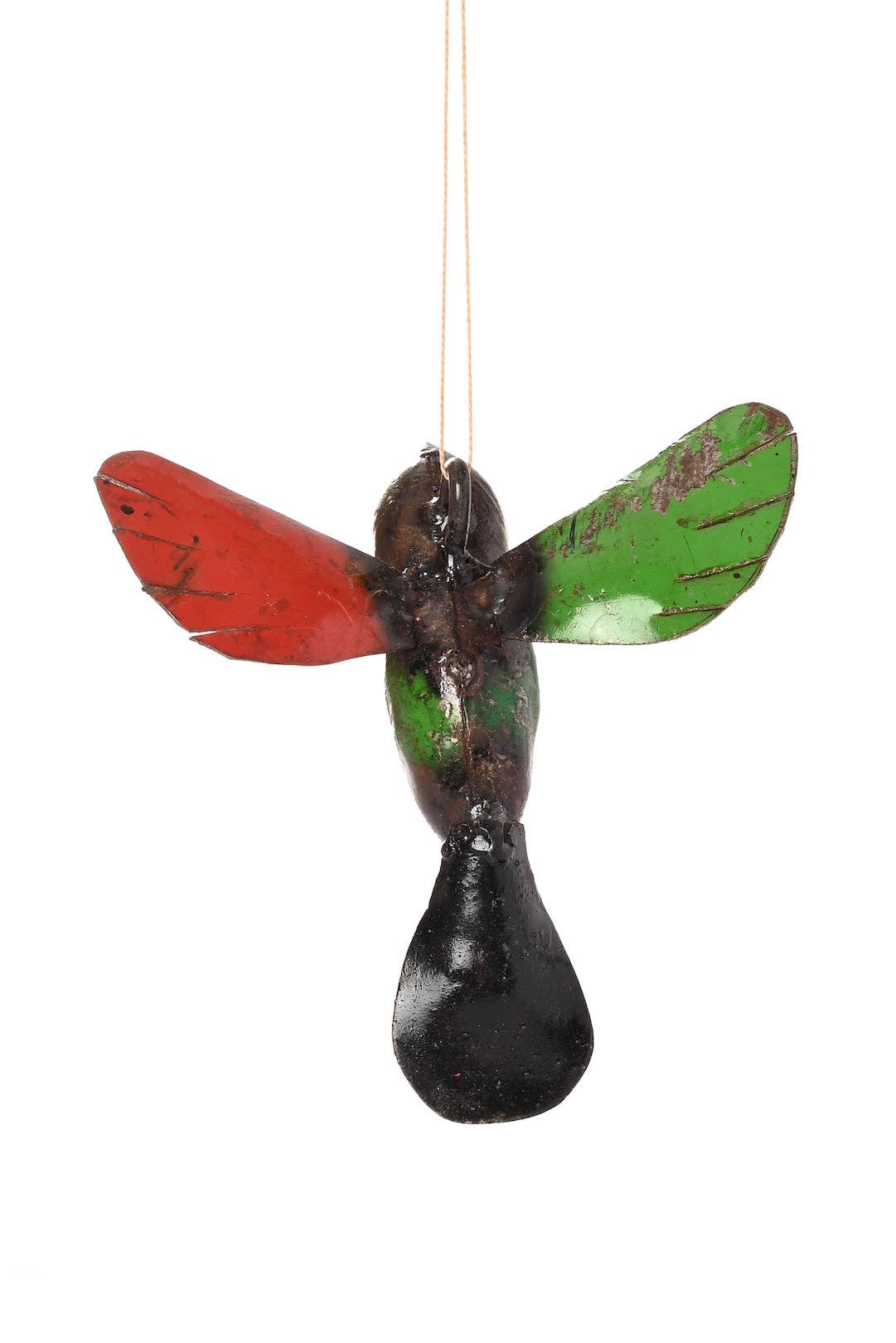Recycled Metal Hummingbird Hanging Sculpture