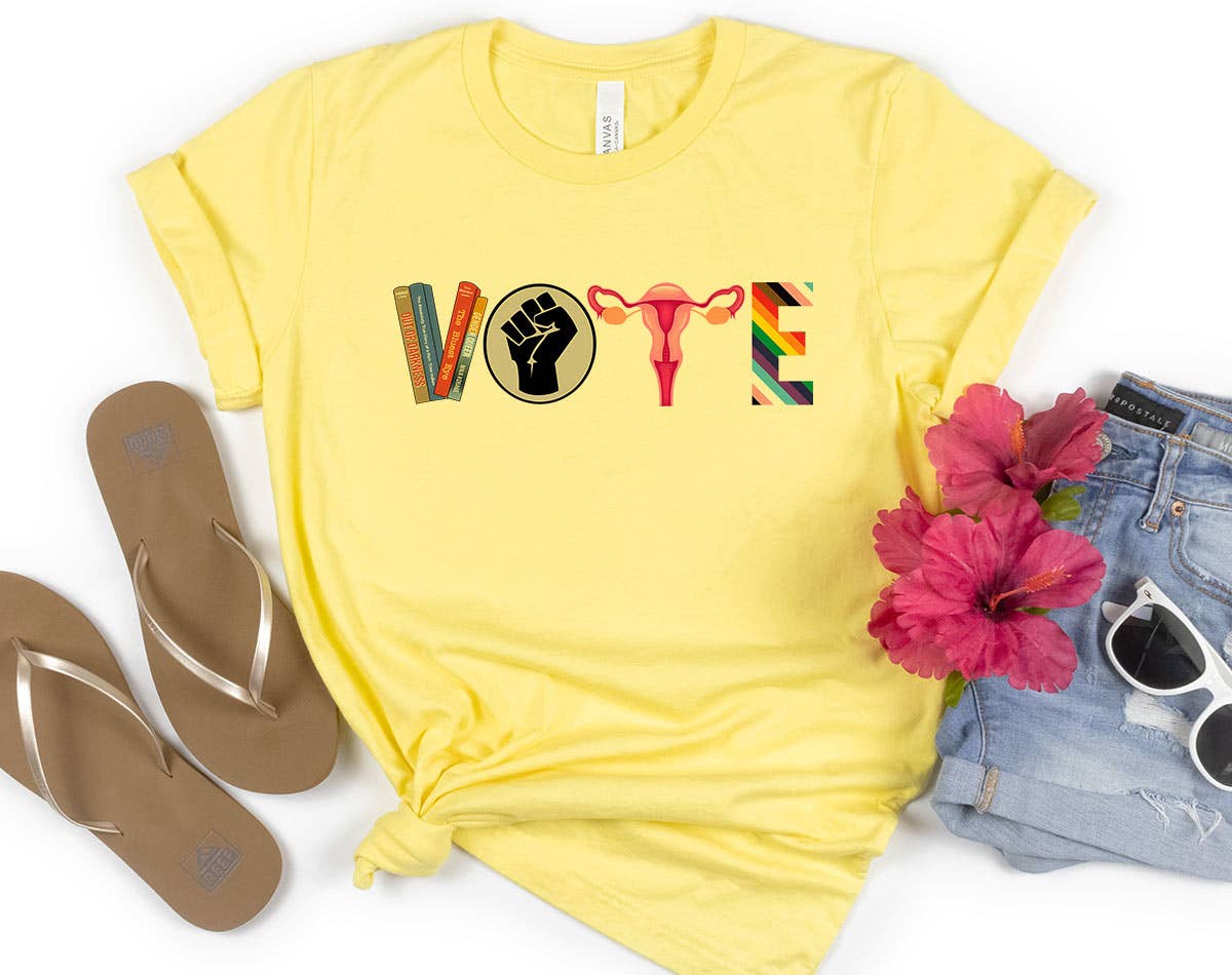 Vote - BLM Banned Books Female Gay Trans Rights T-Shirt