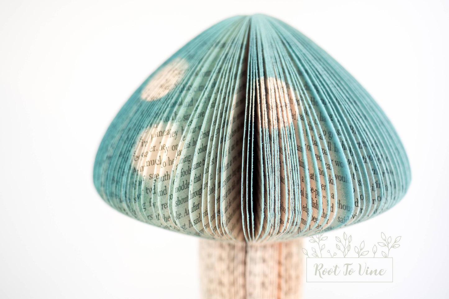 Book Page Mushrooms-Teal-Easter Decor-Gift-Eco-Friendly Gift