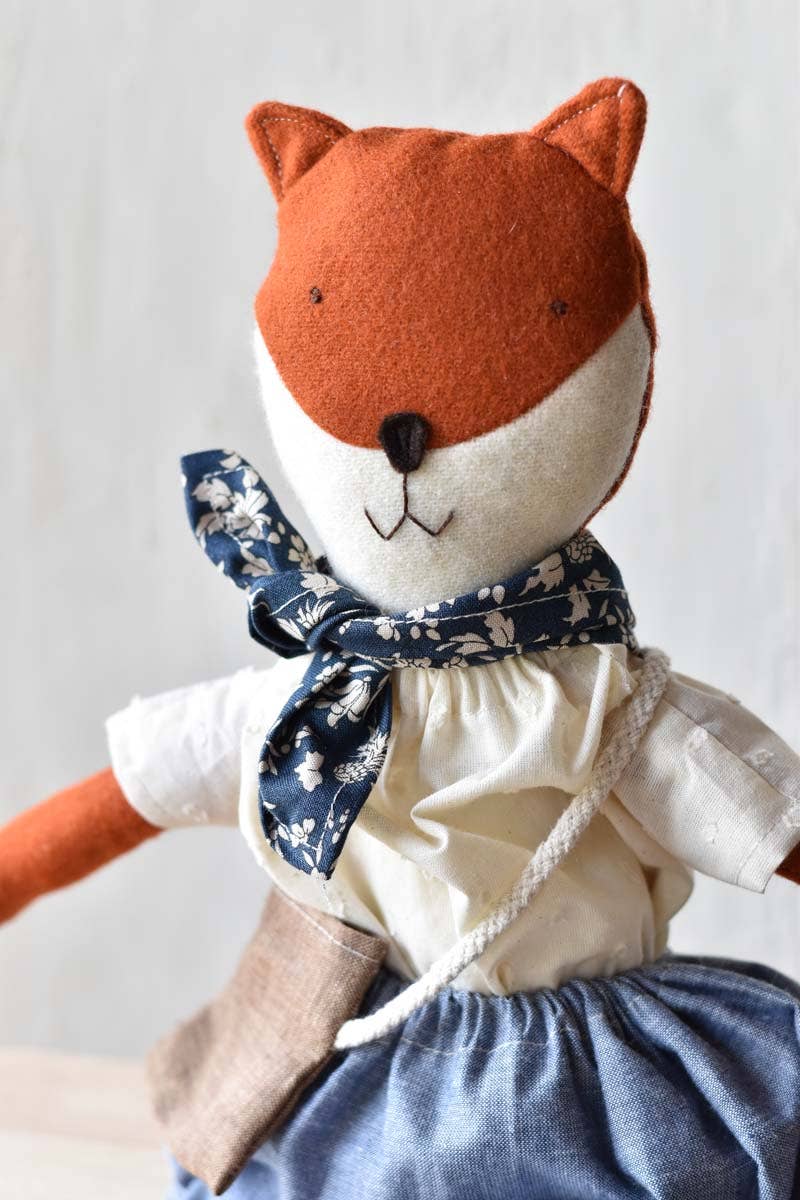 Florette Fox Doll- Chambray Skirt 