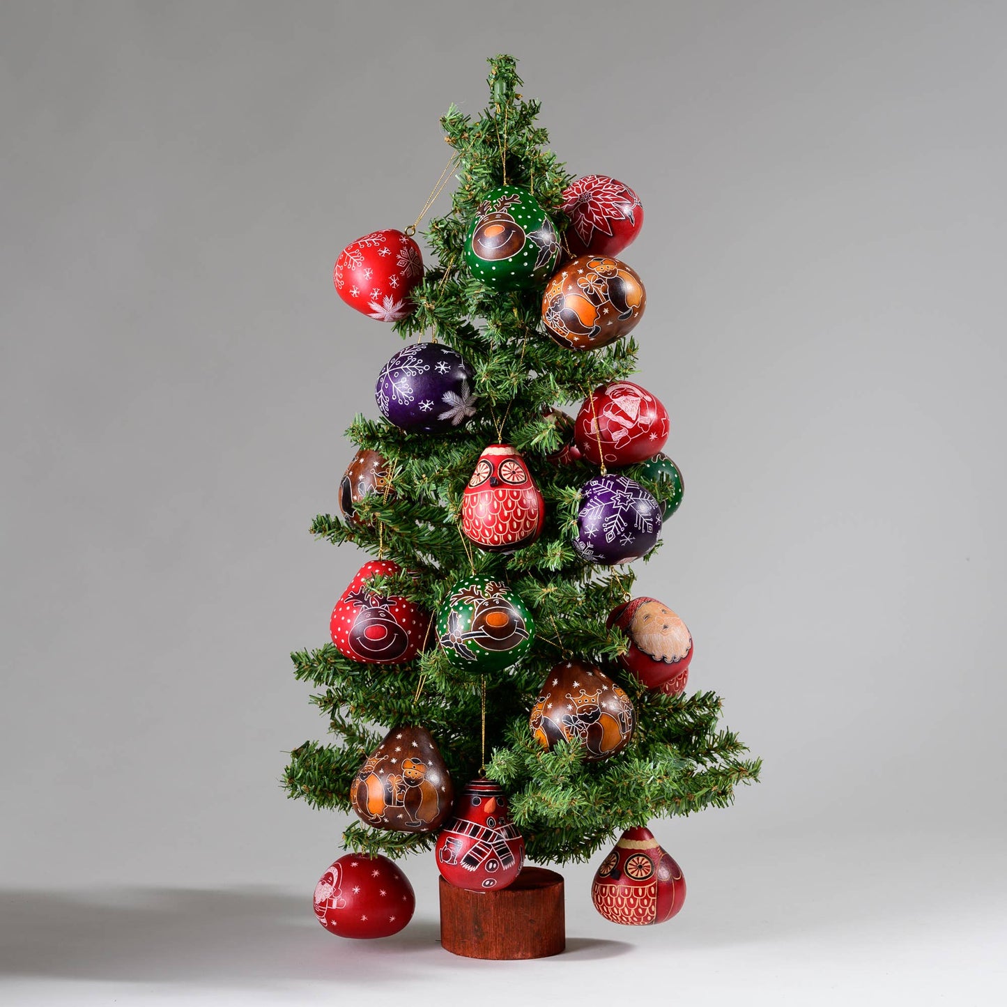 Christmas Owl Mini - Gourd Ornament - Holiday Ornament Decor 2024