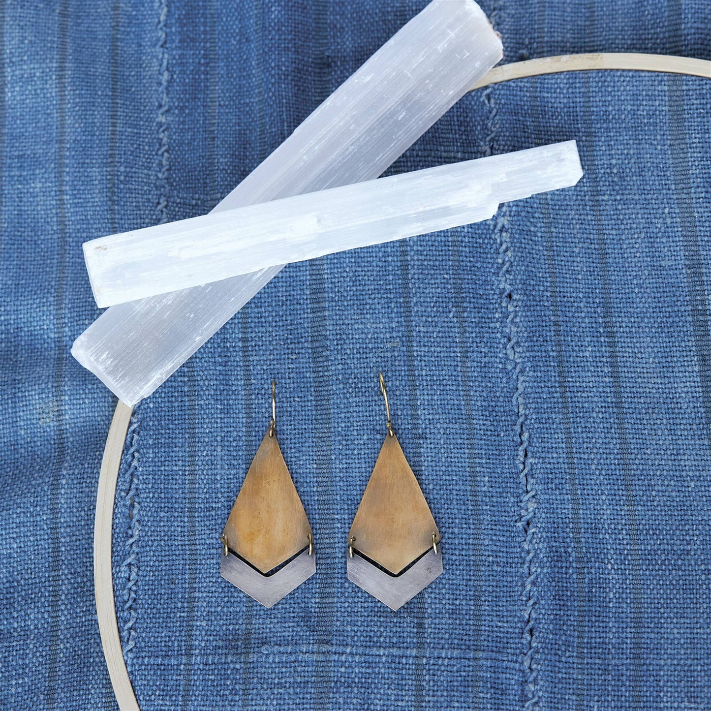Orion Earrings, Arrow - Brass & Silver
