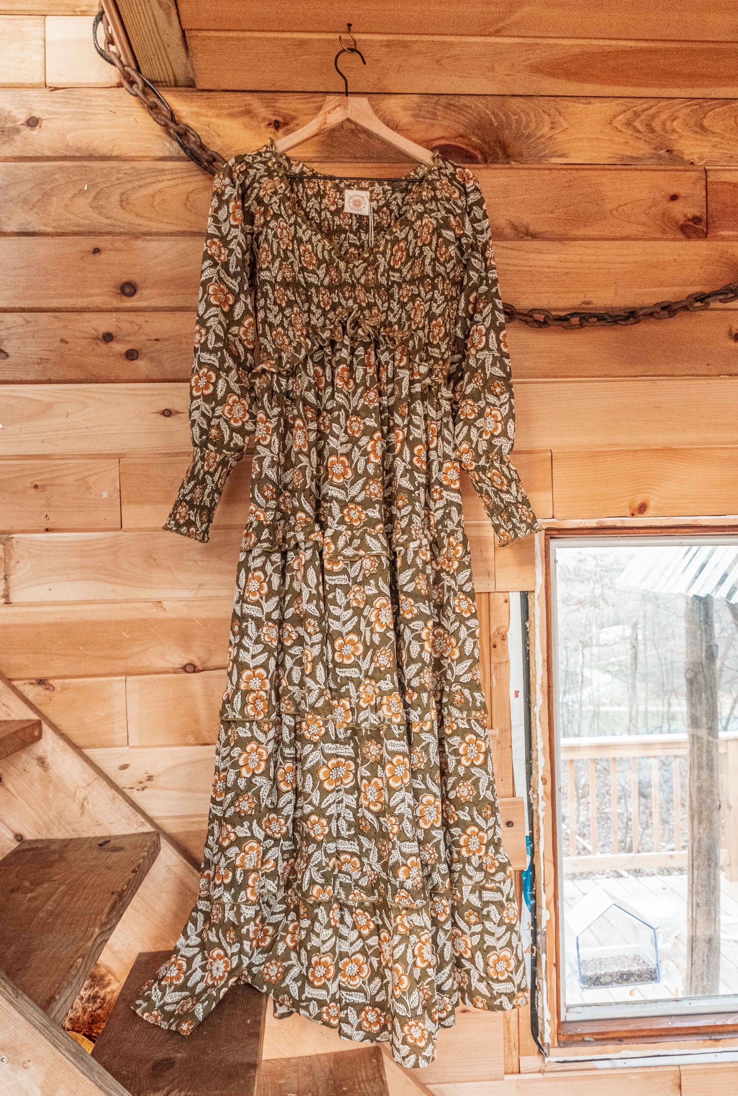 ORGANIC Cotton Block Printed Maxi Dress, Floral EMILIA Dress