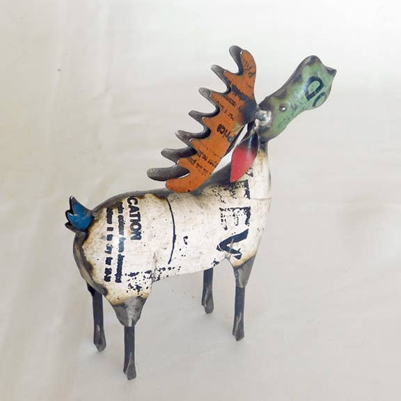 Small Moose Recycled Metal Animals