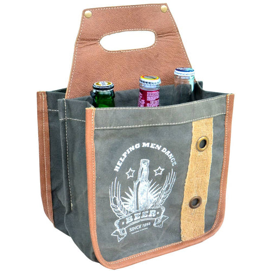 Grey Canvas Helping Men Dance Beer Carrier