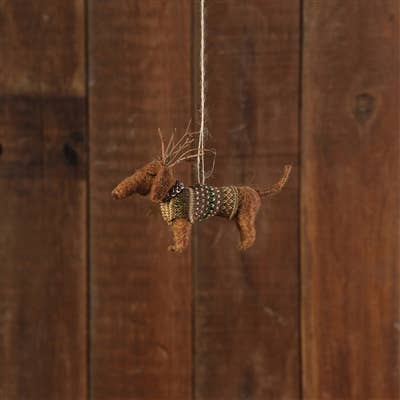 Reindog Daschund with Antlers Ornament, Felt