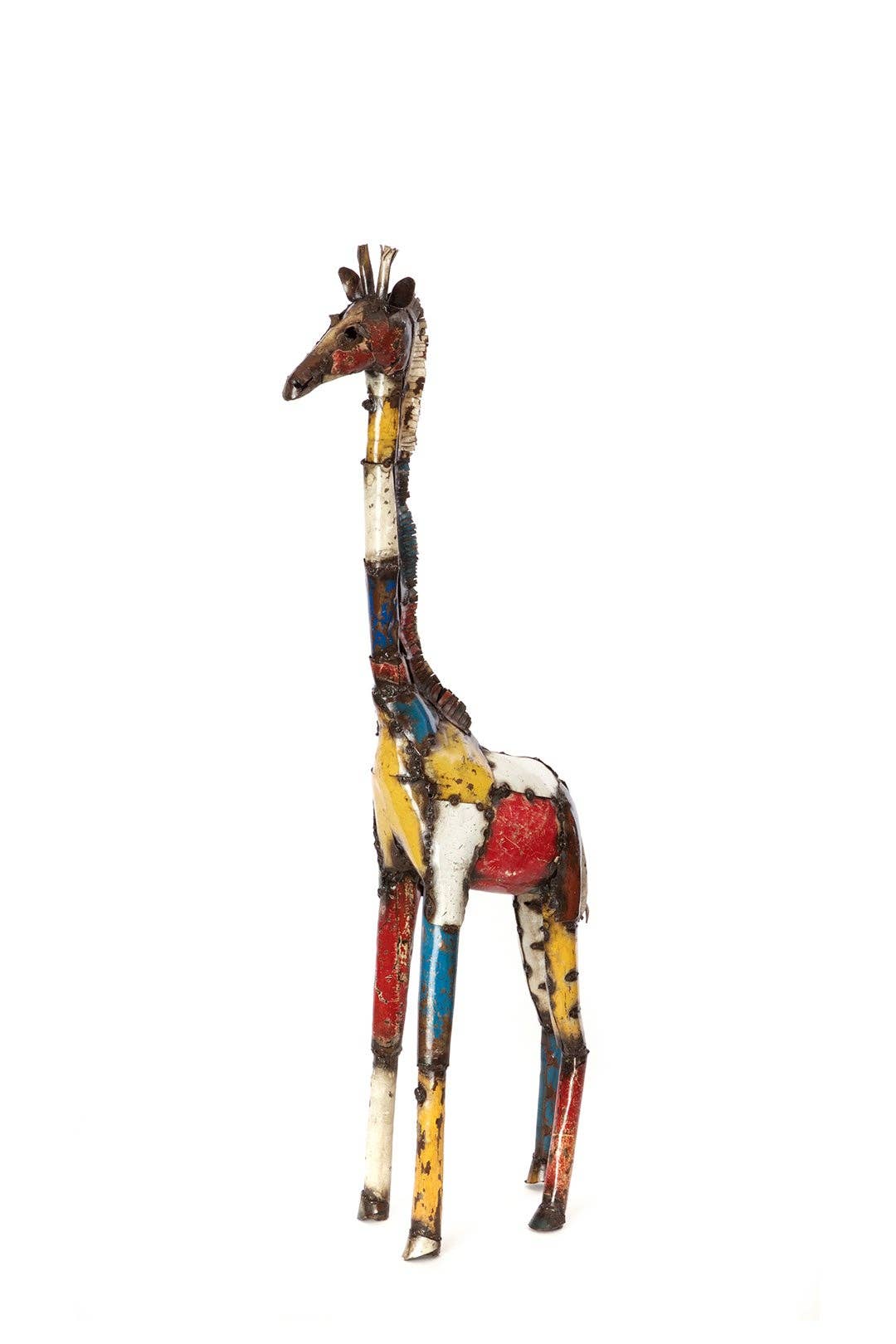 Colorful Recycled Oil Drum Giraffe Sculptures