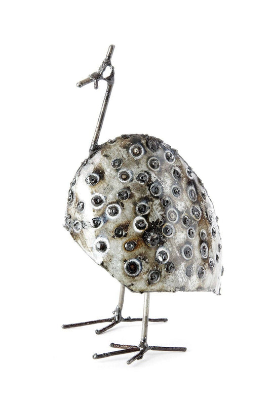 Medium Recycled Metal Guinea Fowl Bird from Zimbabwe