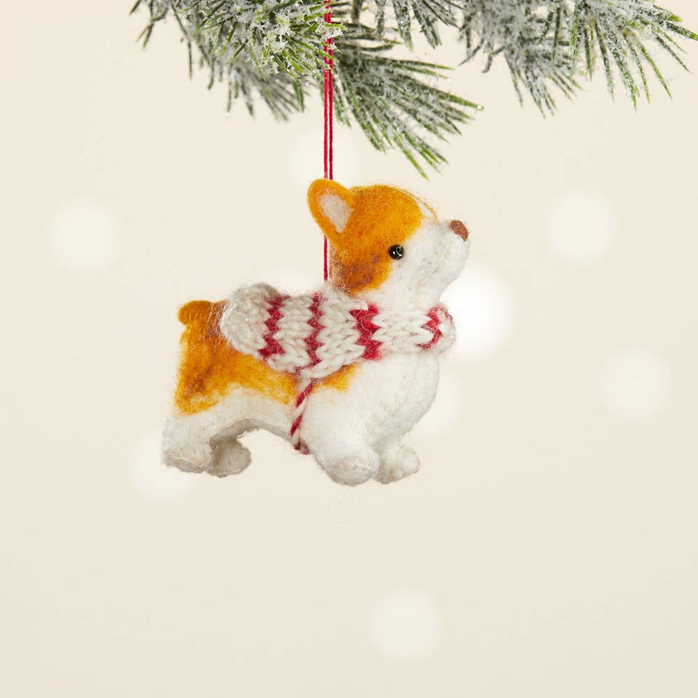 Felted Corgi Ornament