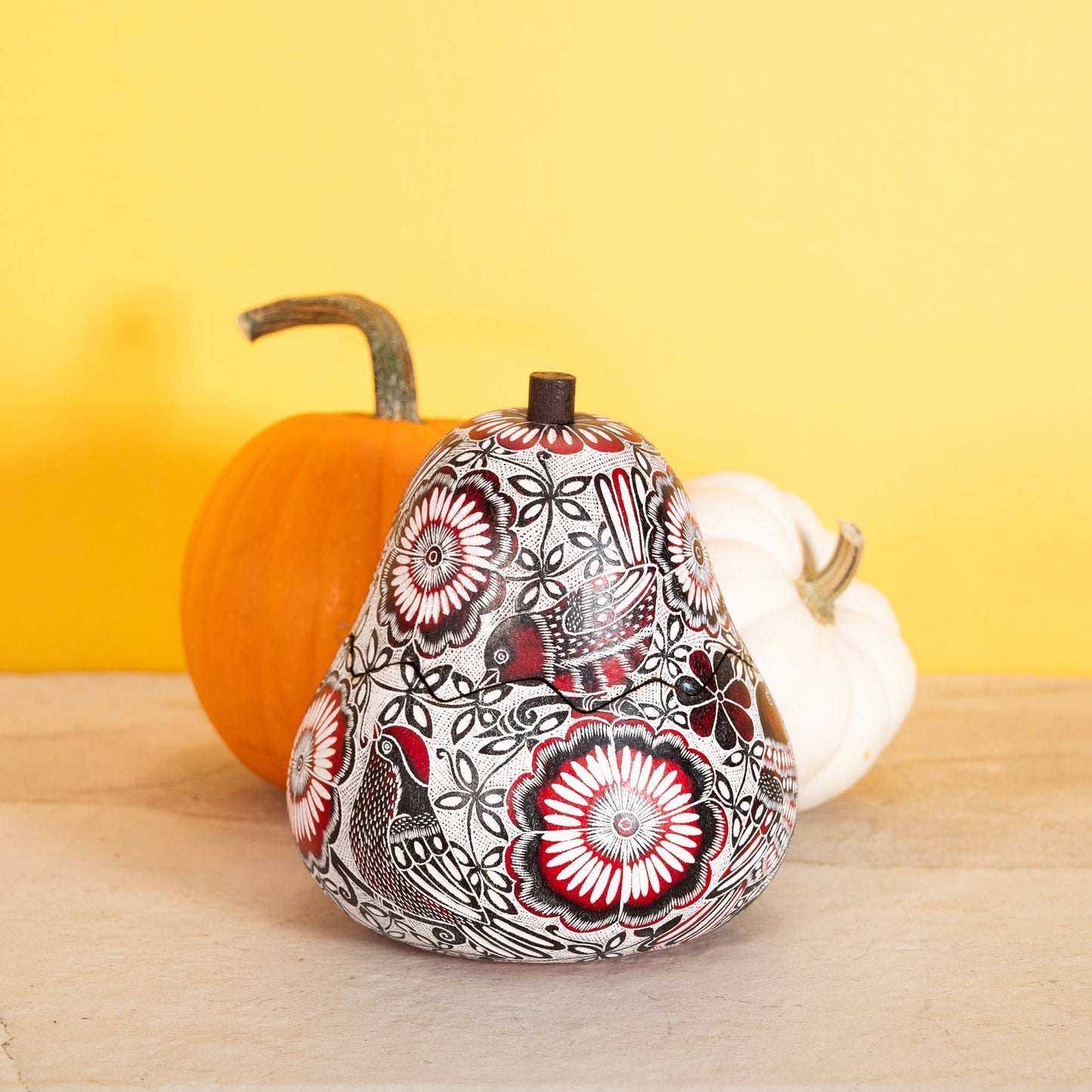 Lace Birds - Medium Gourd Box - - Jewelry Gift Box